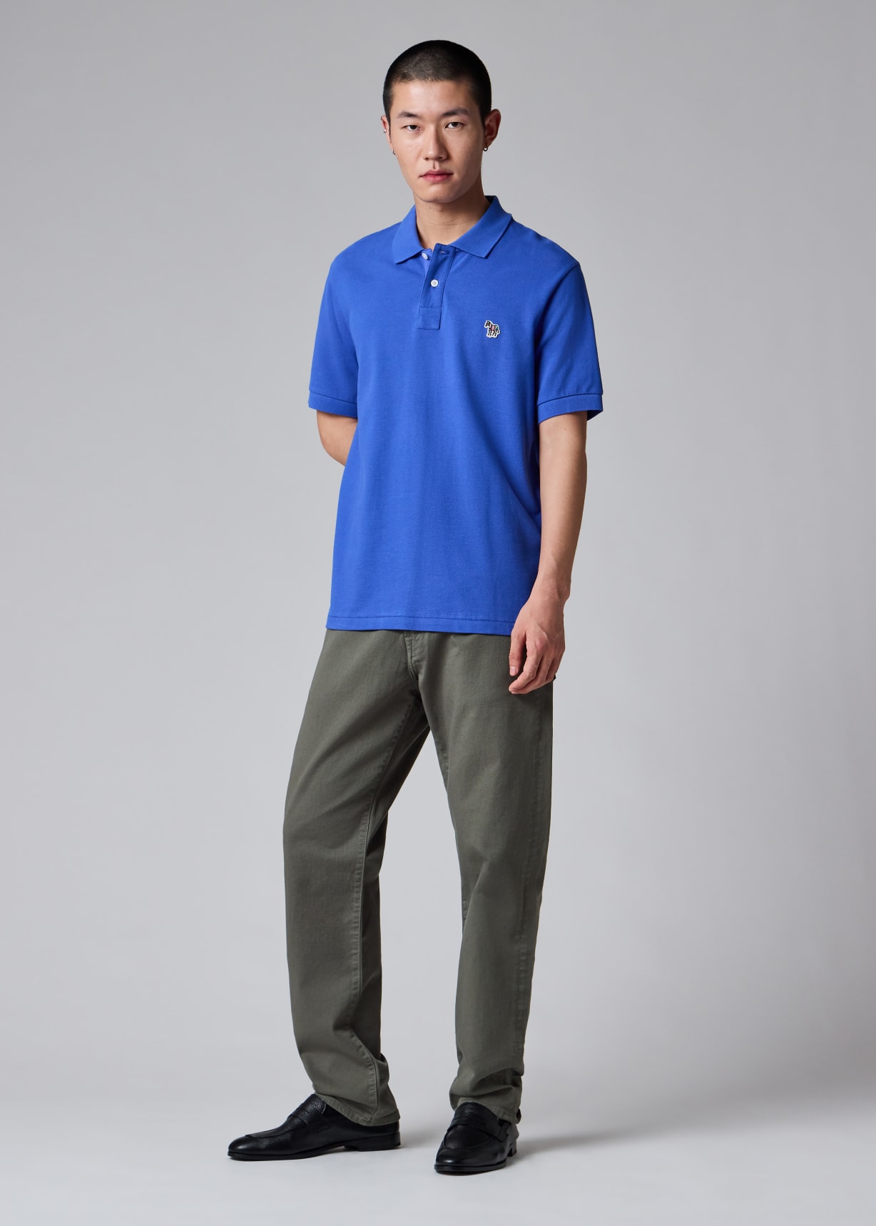 Men's Mid Blue Organic Cotton Zebra Polo Shirt Paul Smith