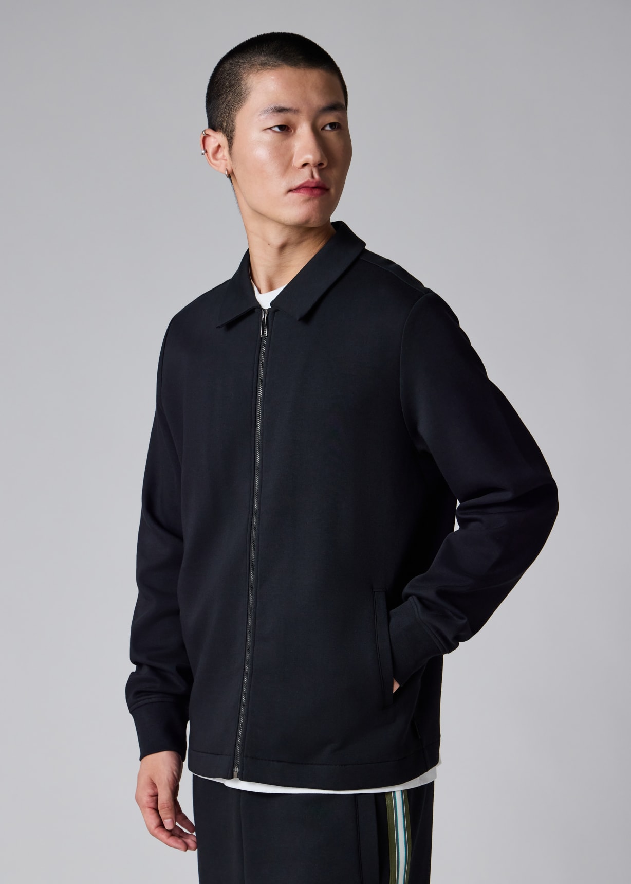 Men's Black Double-Face Full Zip Sweatshirt