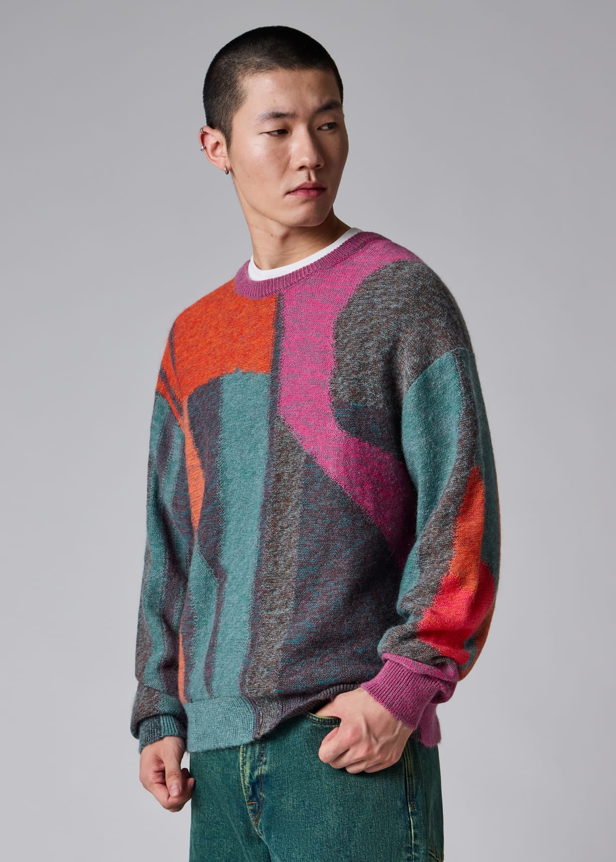 Men's 'Glitch Floral' Cotton-Mohair Sweater