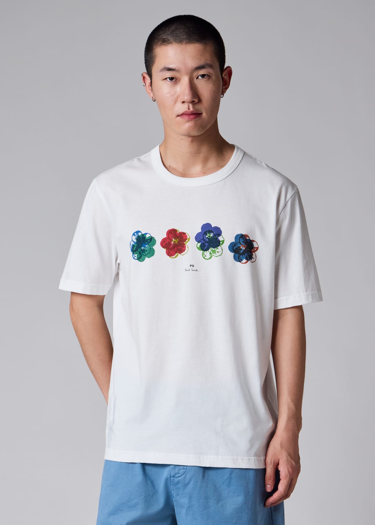 Men's White 'Zine Floral' Organic-Cotton T-Shirt
