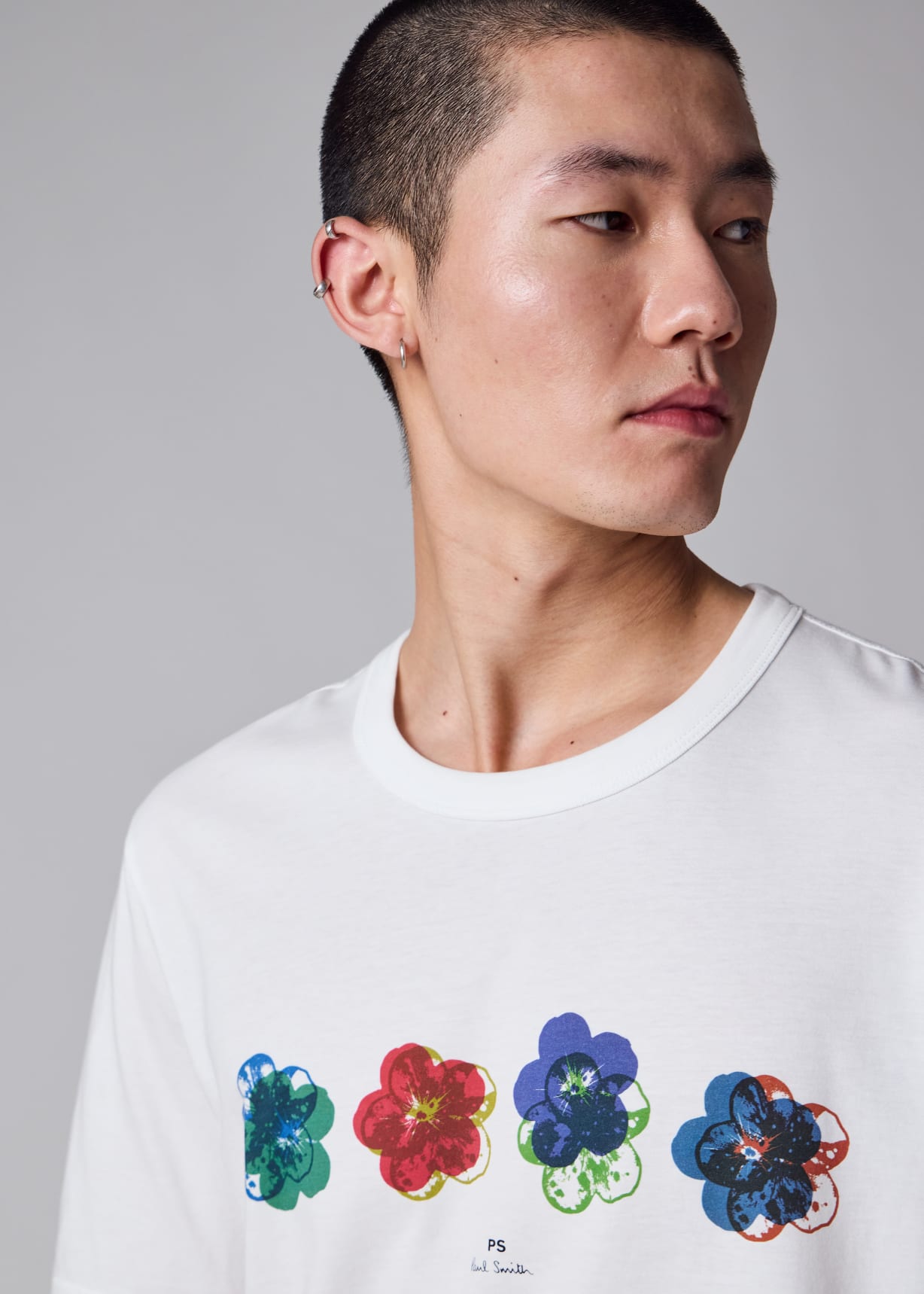 Men's White 'Zine Floral' Organic-Cotton T-Shirt