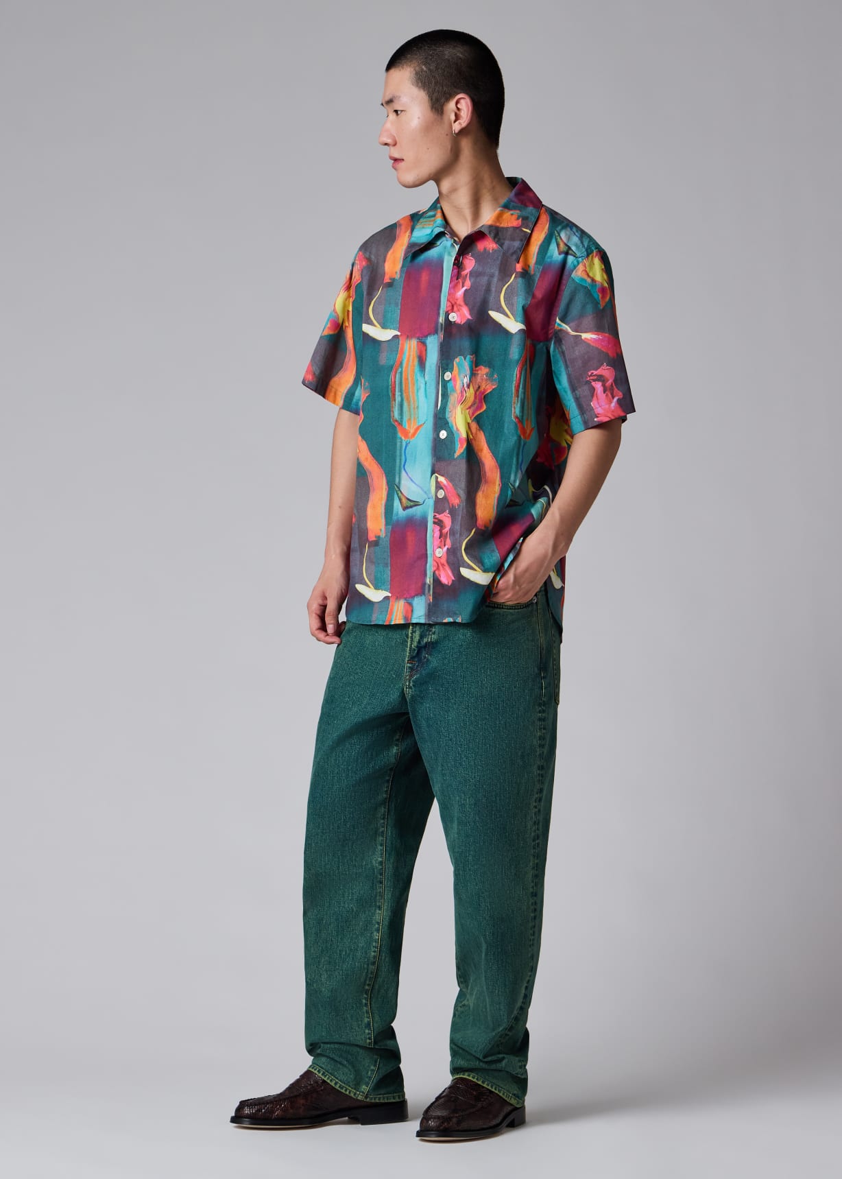 Men's 'Glitch Floral' Print Shirt