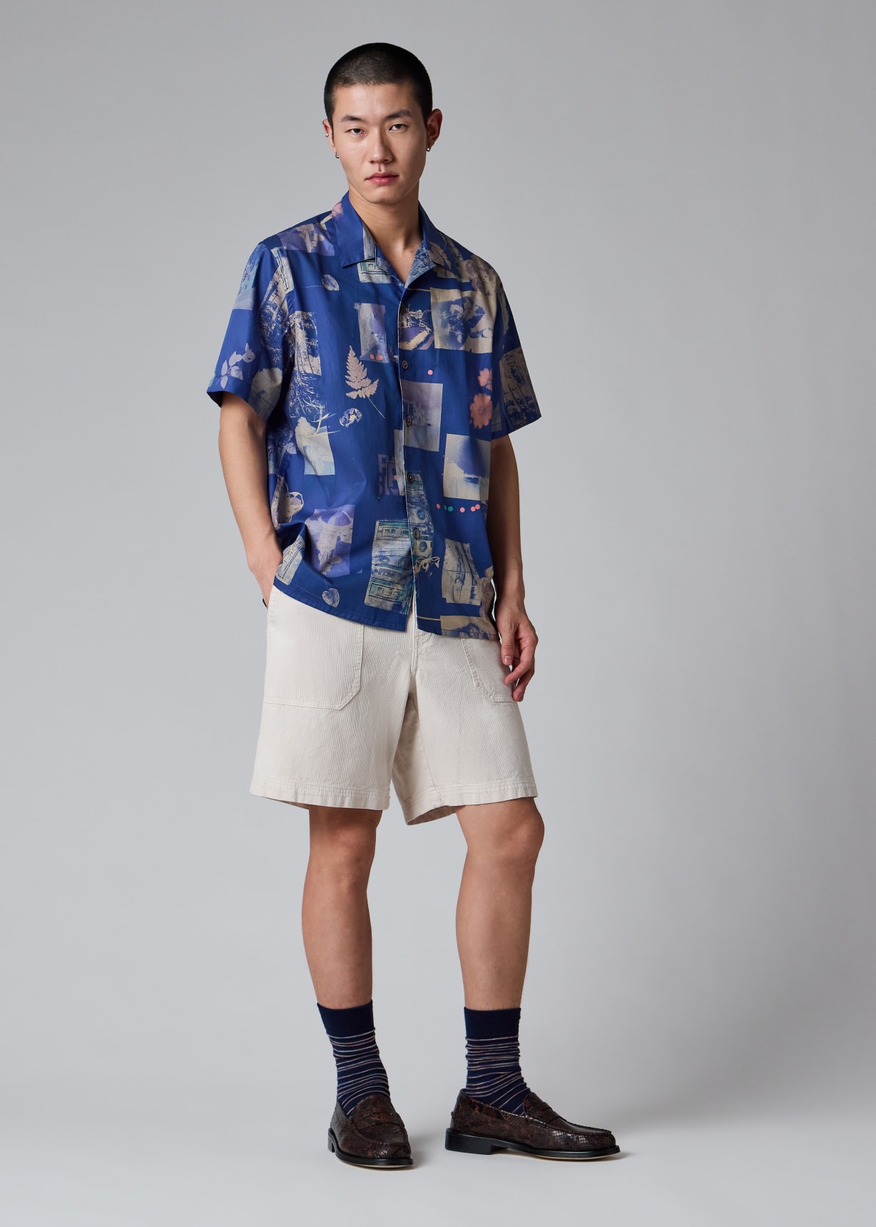 Men's Blue 'Scrapbook' Print Shirt