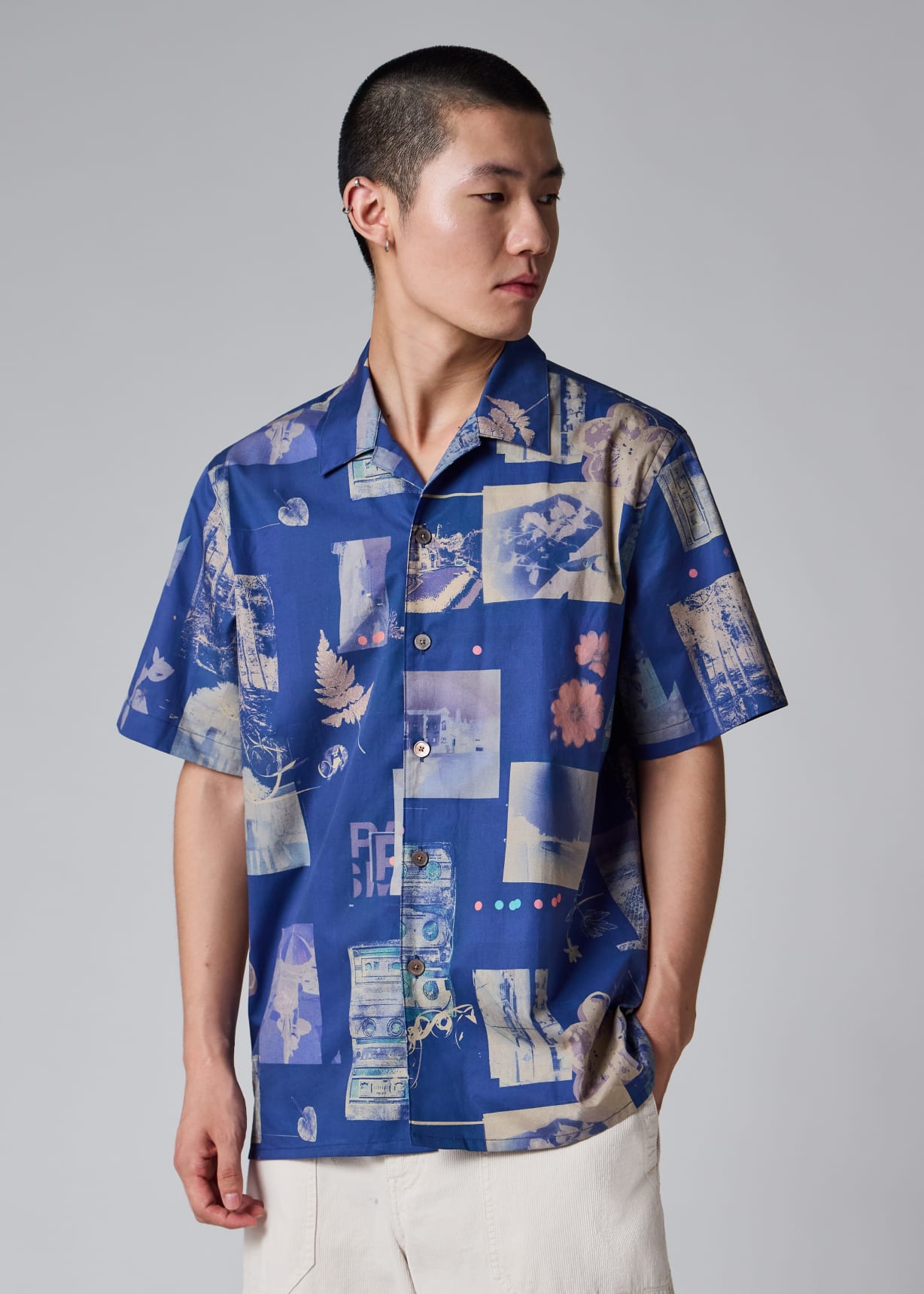 Men's Blue 'Scrapbook' Print Shirt