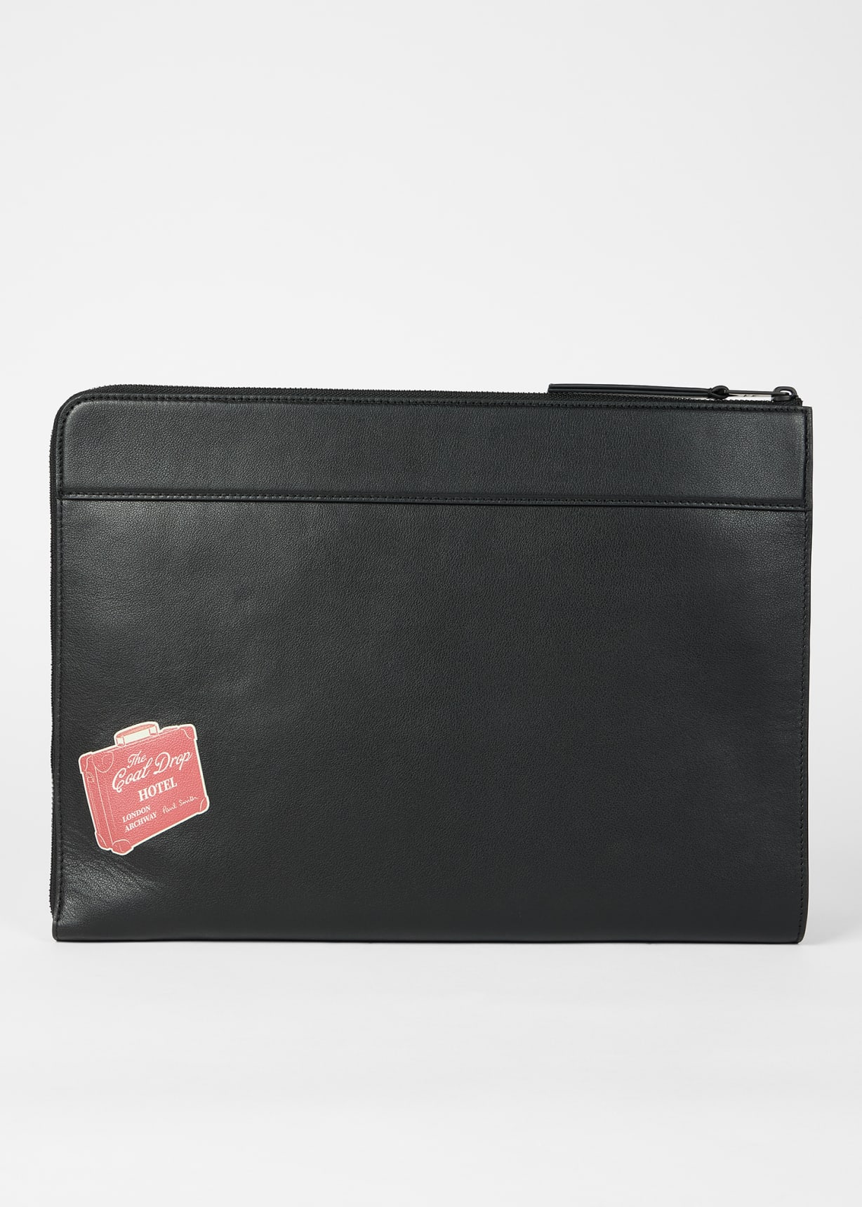 Men's Black 'Hotel Stickers' Leather Document Case