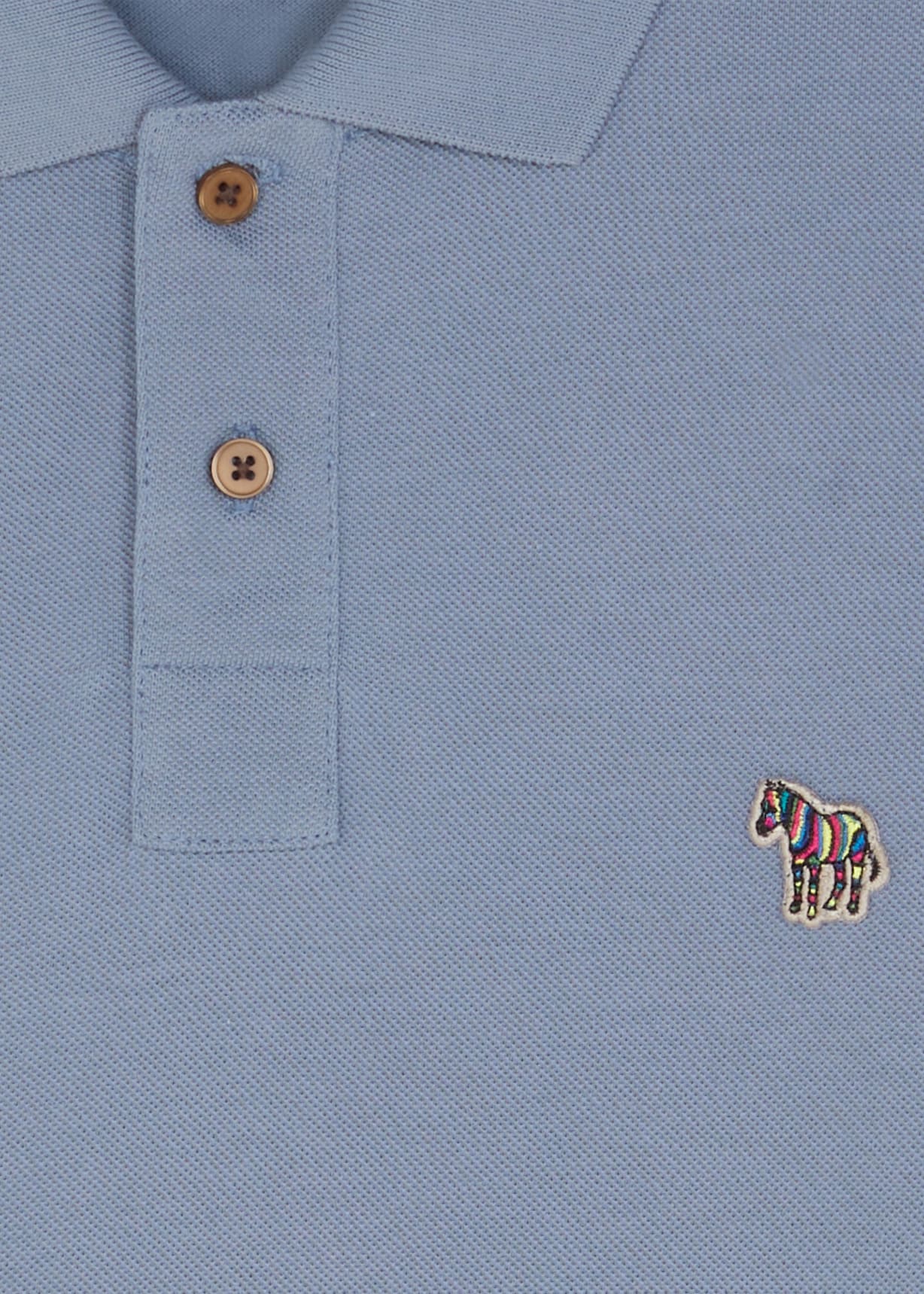 Men's Pale Indigo Organic Cotton Zebra Polo Shirt