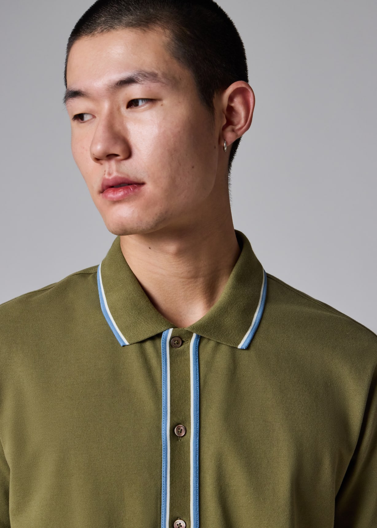 Khaki Button-Through Polo Shirt Paul Smith