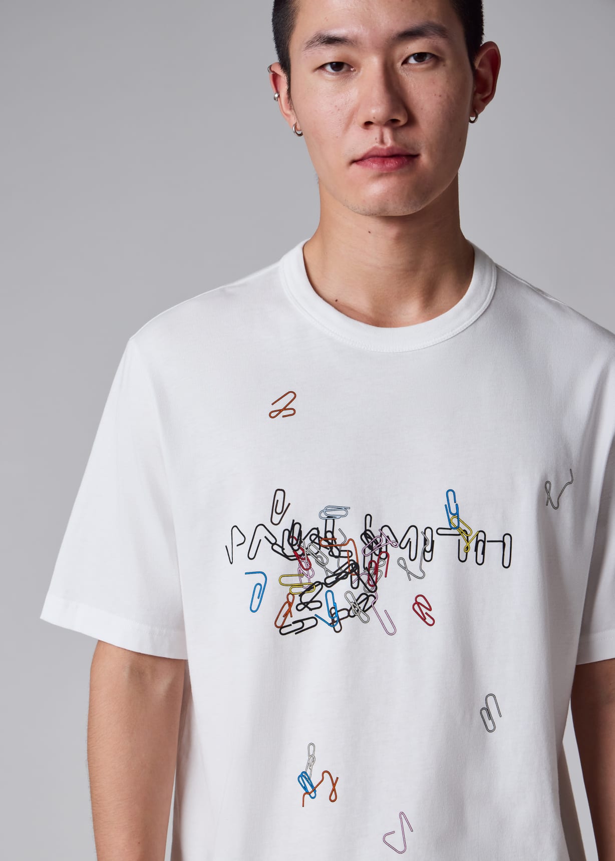 Men's White 'Paperclip' Logo T-Shirt