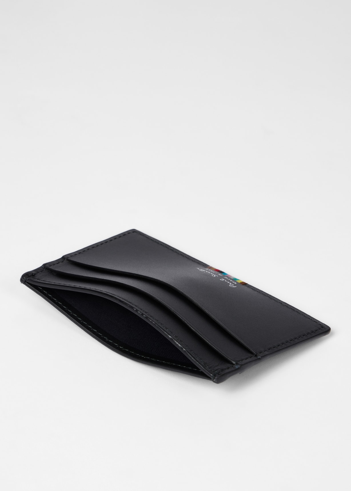 Black Leather 'Signature Stripe' Card Holder Paul Smith