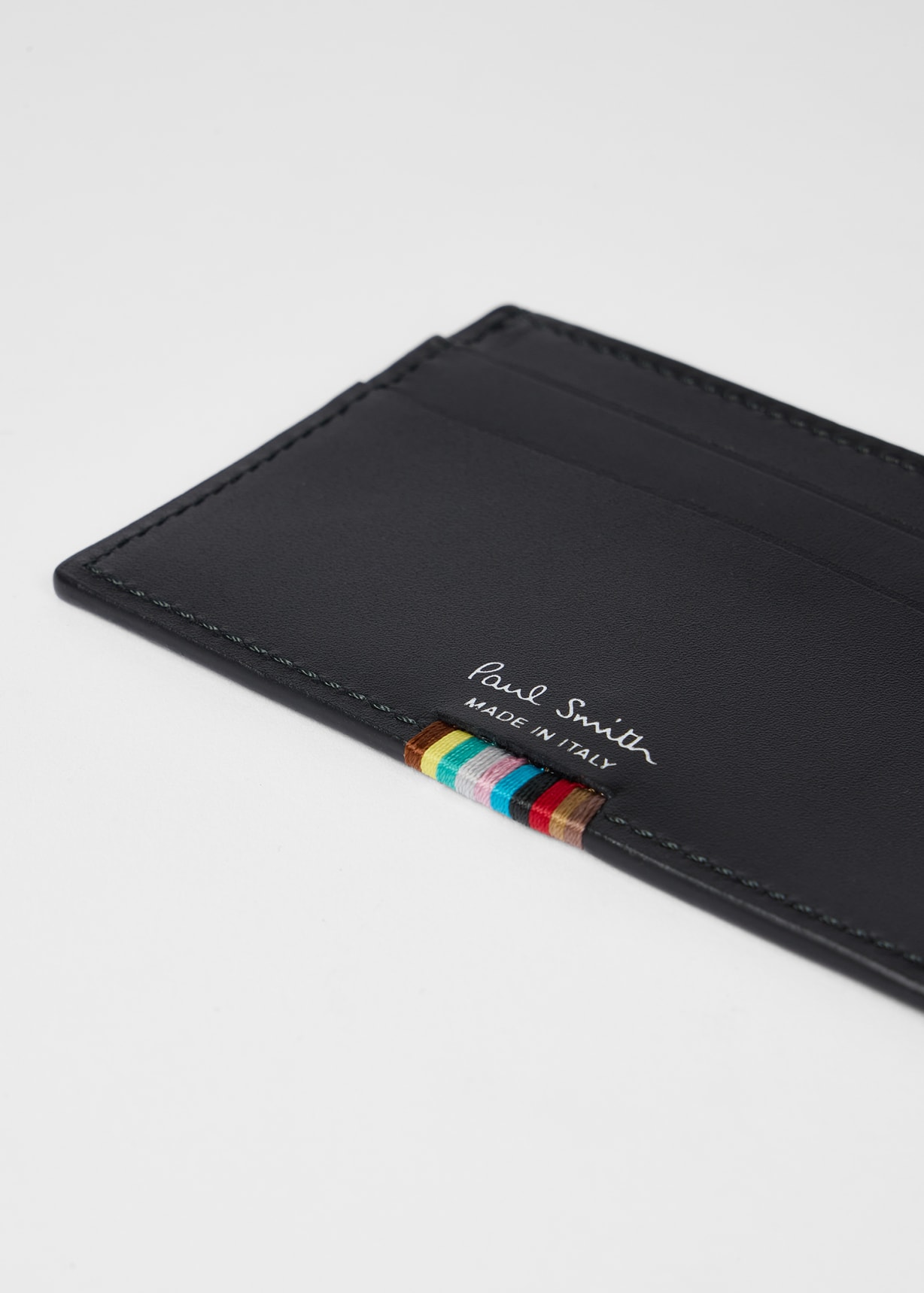 Black Leather 'Signature Stripe' Card Holder Paul Smith