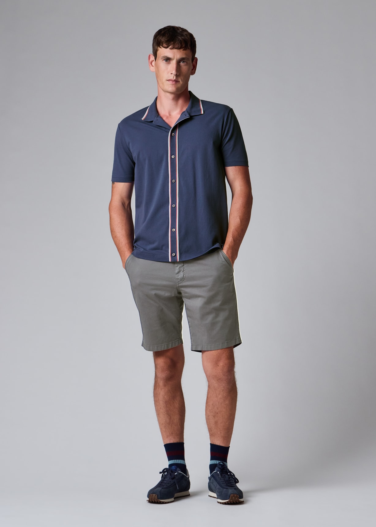 Men's Blue Button-Through Polo Shirt