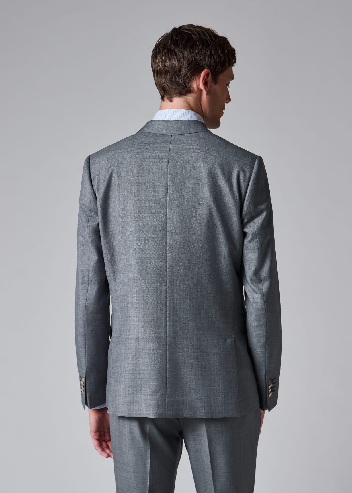Men's Tailored-Fit Light Blue Sharkskin Wool Suit