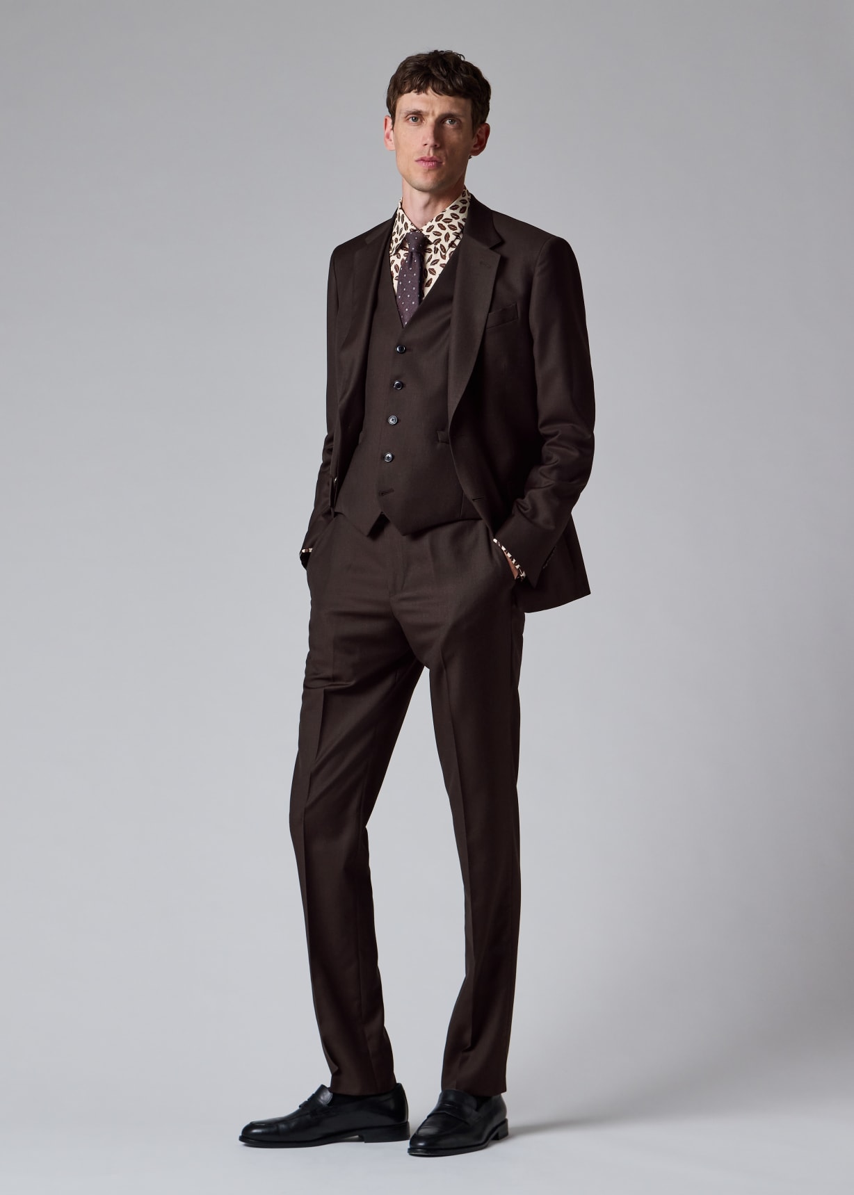 The Soho - Tailored-Fit Brown Sharkskin Wool Suit