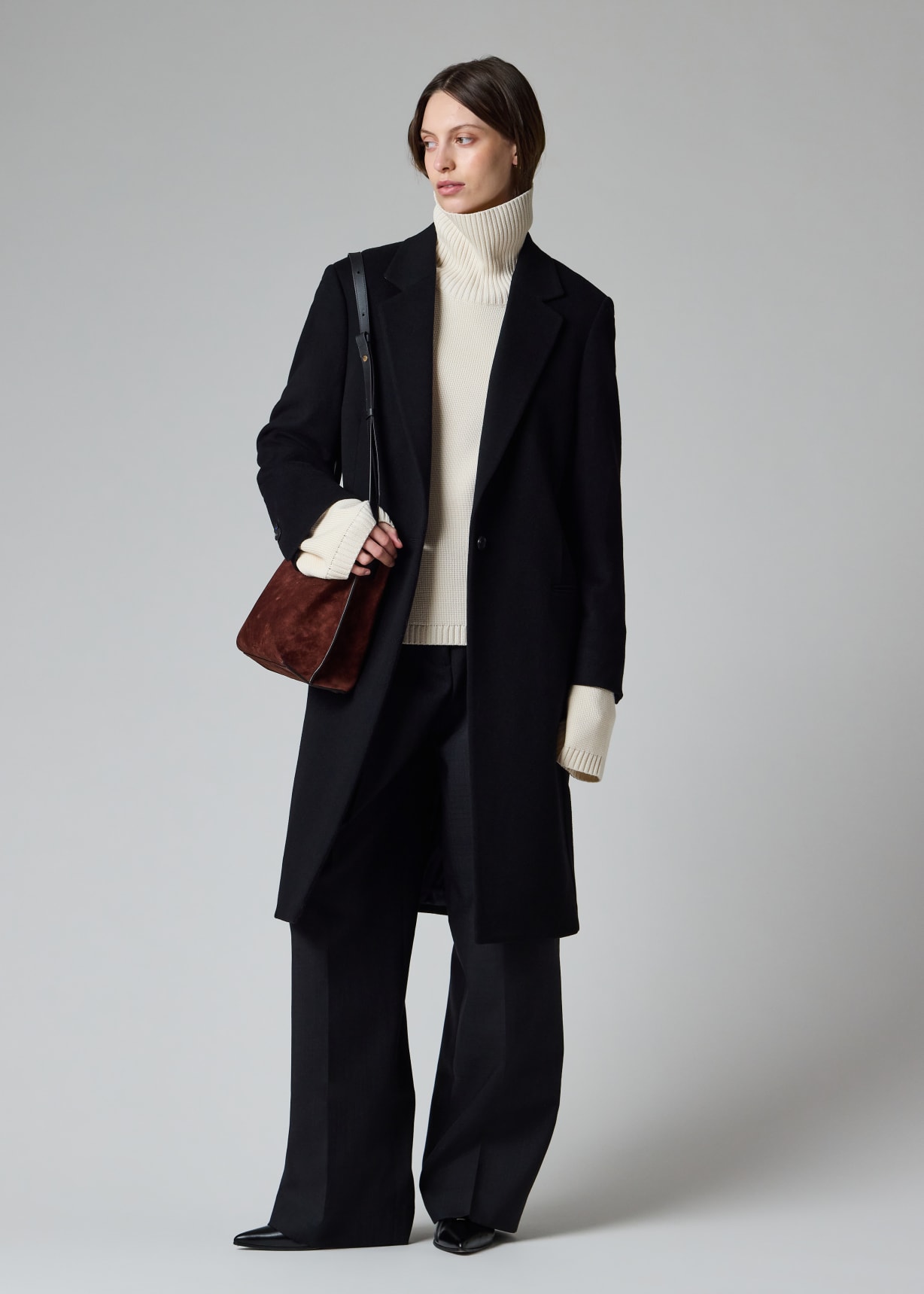 Women's Black Wool-Cashmere Epsom Coat