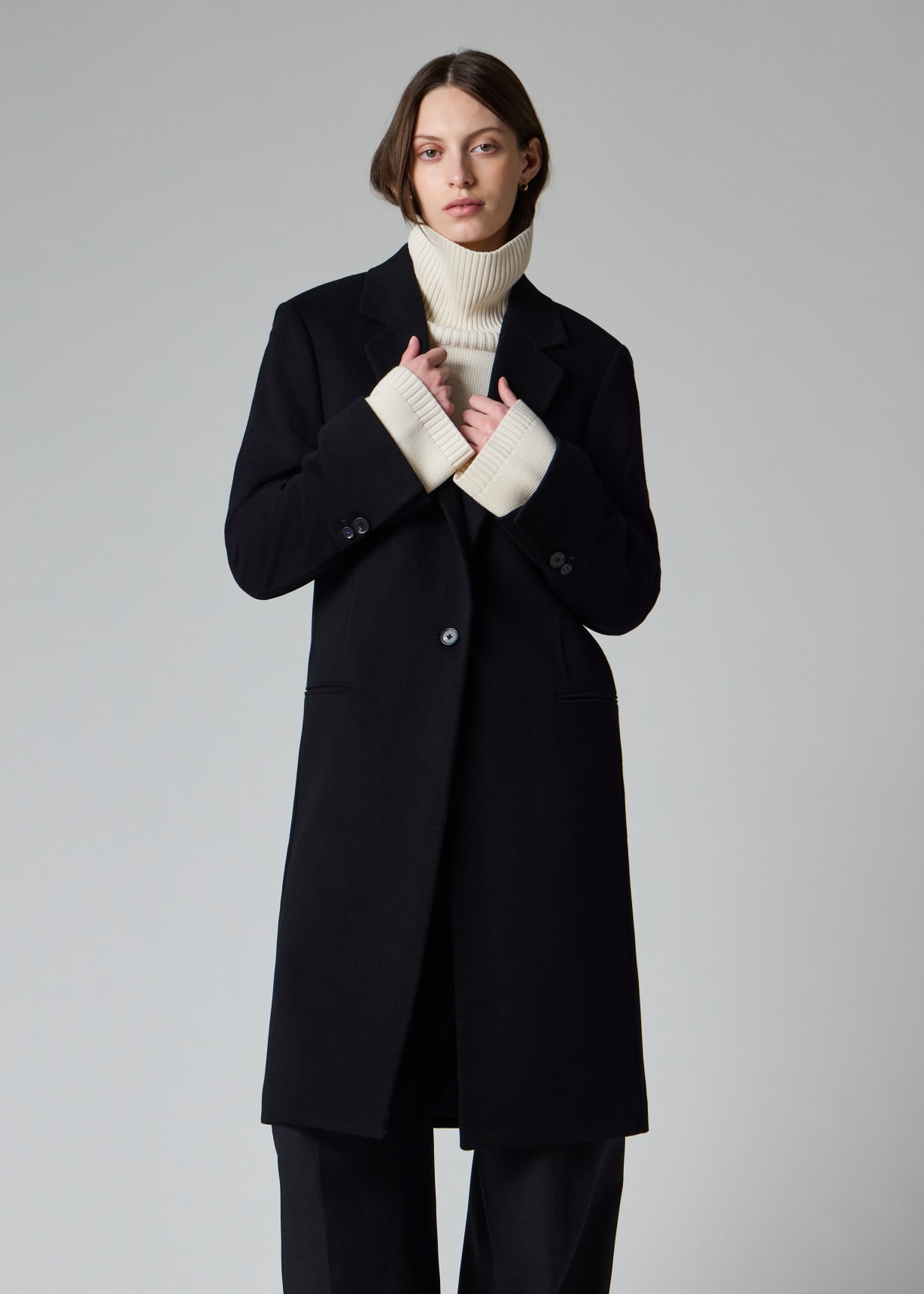 PS Paul Smith woman アンゴラ ウール ロングコート 40 黒 Women's Black Wool-Cashmere Epsom Coat