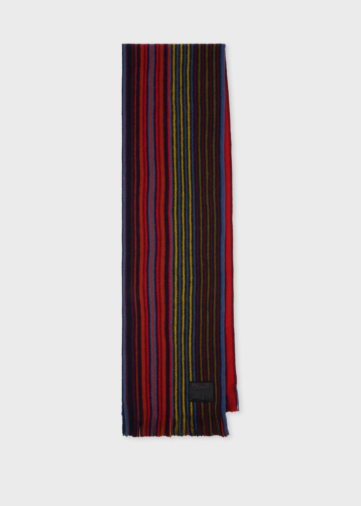 Men's Red Wool Double Side Stripe Scarf