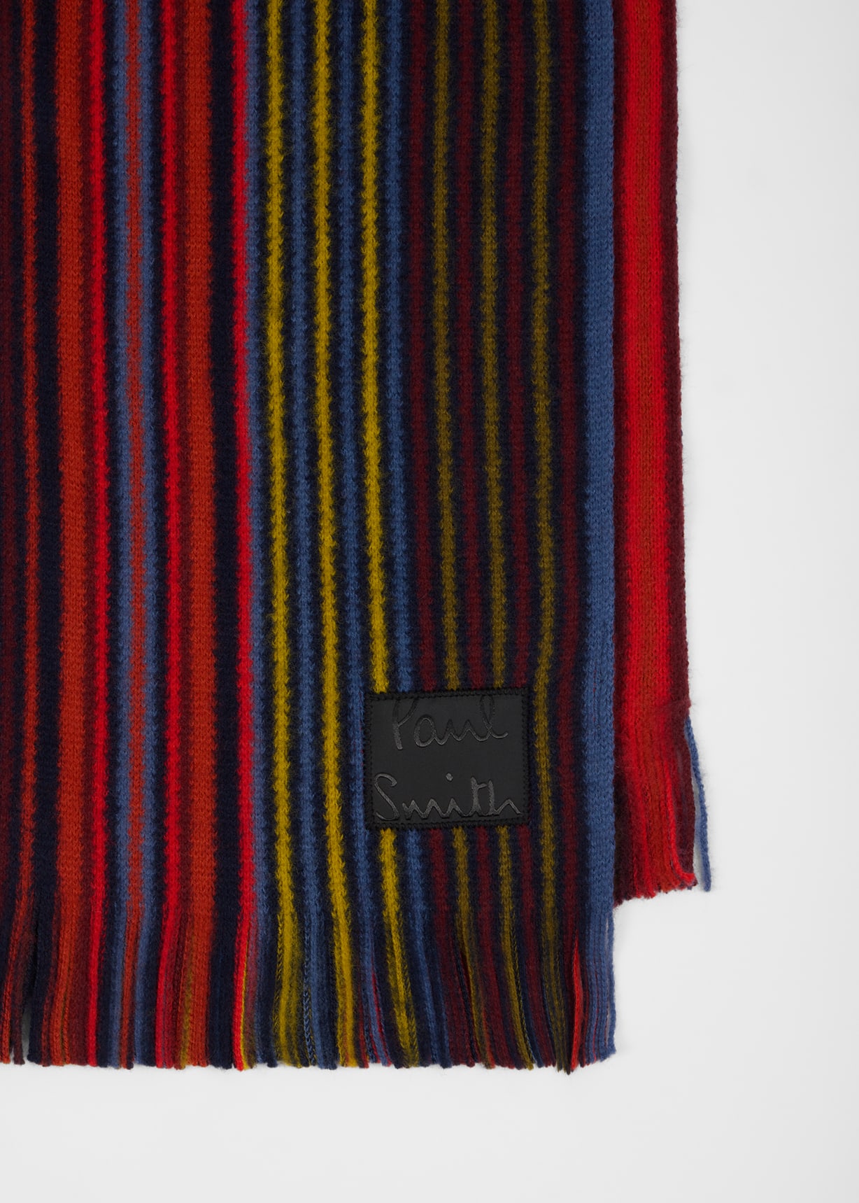Men's Red Wool Double Side Stripe Scarf