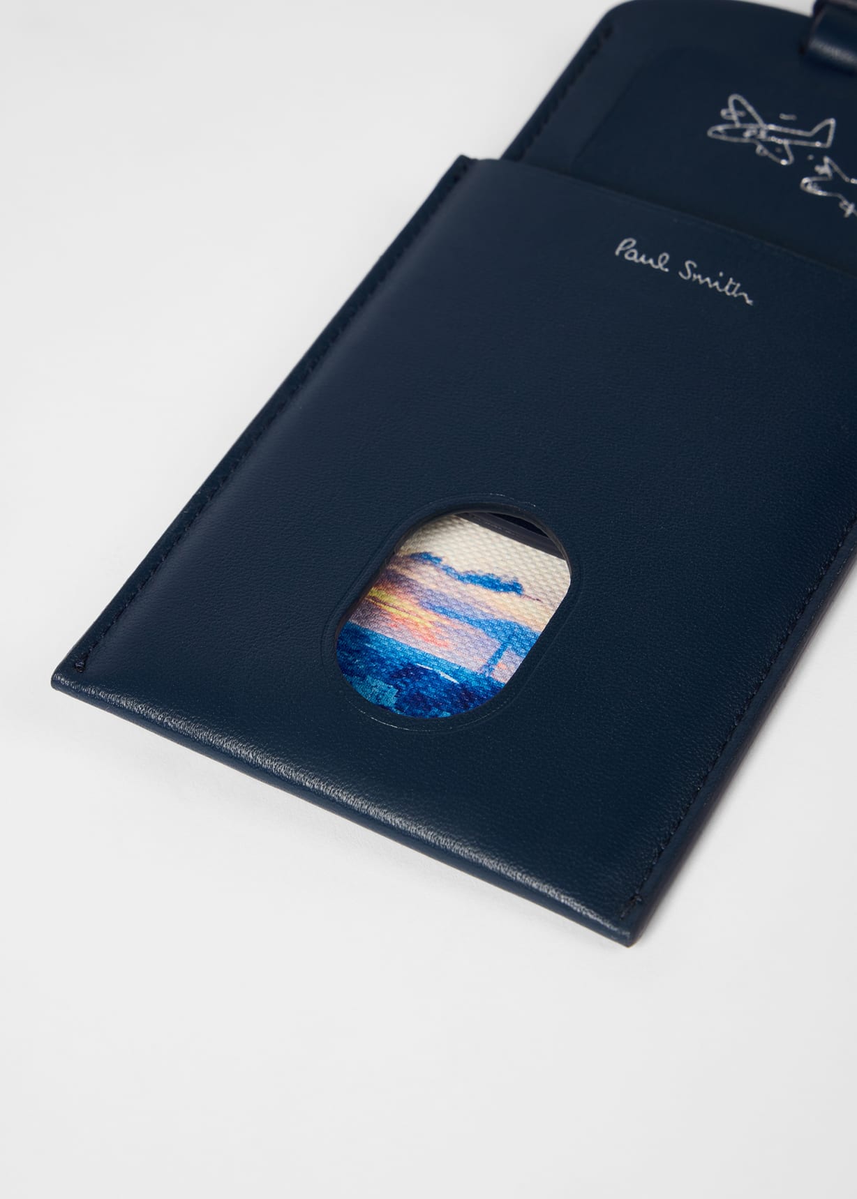 Navy Leather 'Paris' Luggage Tag