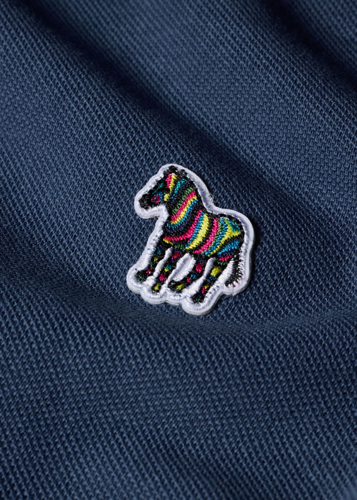 Men's Mid Blue Organic Cotton Zebra Polo Shirt