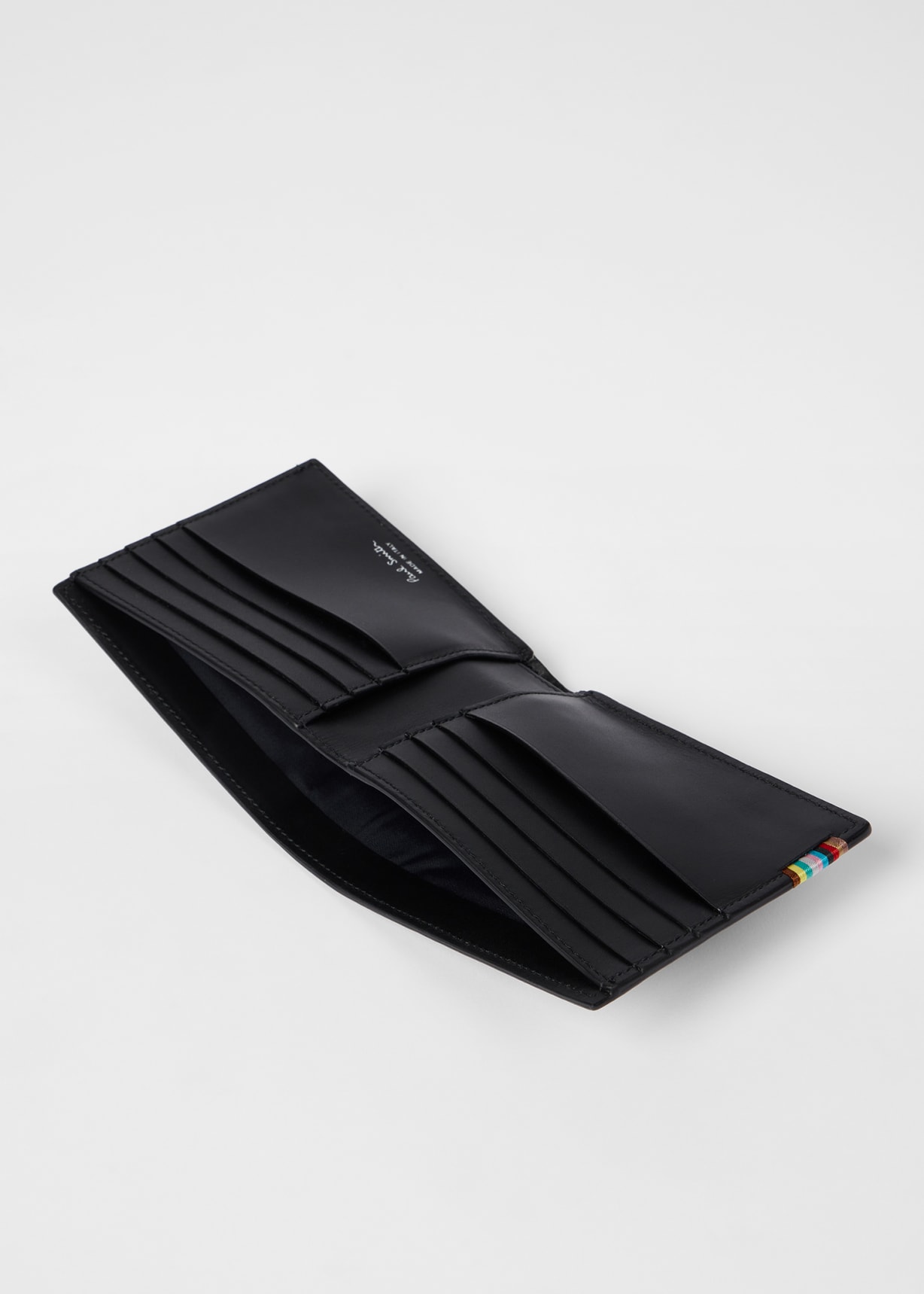 Black Leather 'Signature Stripe' Stitch Billfold Wallet