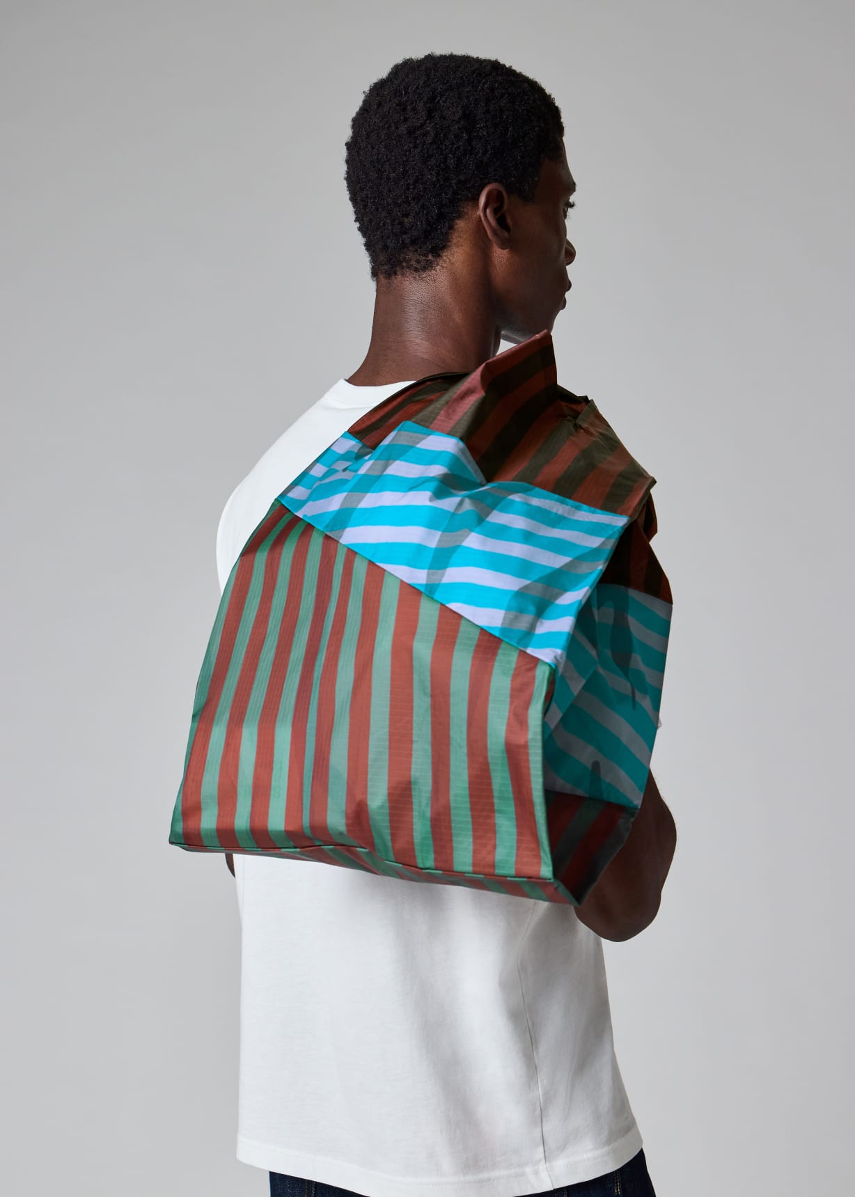 Susan Bijl x Paul Smith - Brown Mixed-Stripe 'The New Shopping Bag