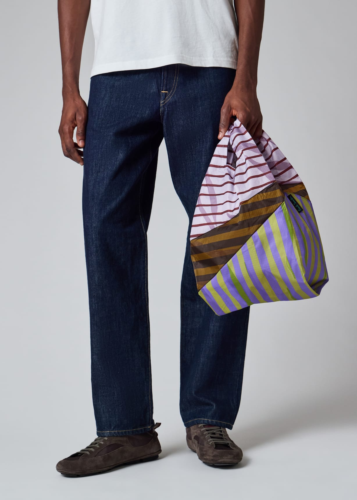 Susan Bijl x Paul Smith - Lilac Mixed-Stripe 'The New Shopping Bag