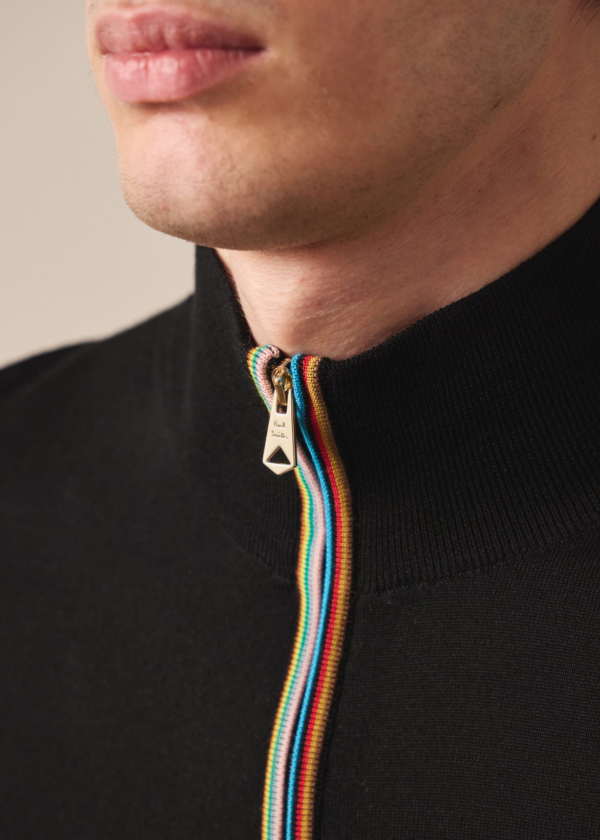 Navy Washable Merino Wool 'Signature Stripe' Zip Cardigan
