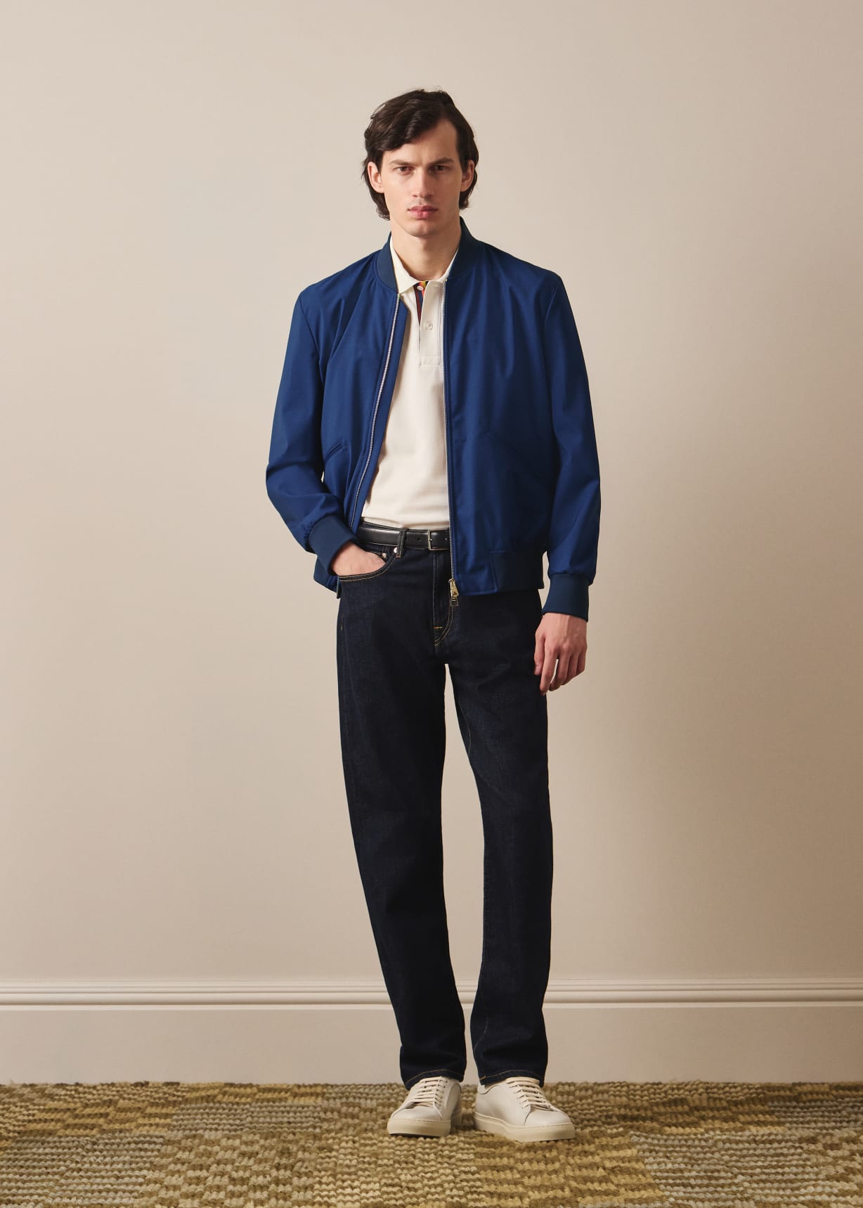 Men's Cobalt Blue 'Storm System' Wool Bomber Jacket