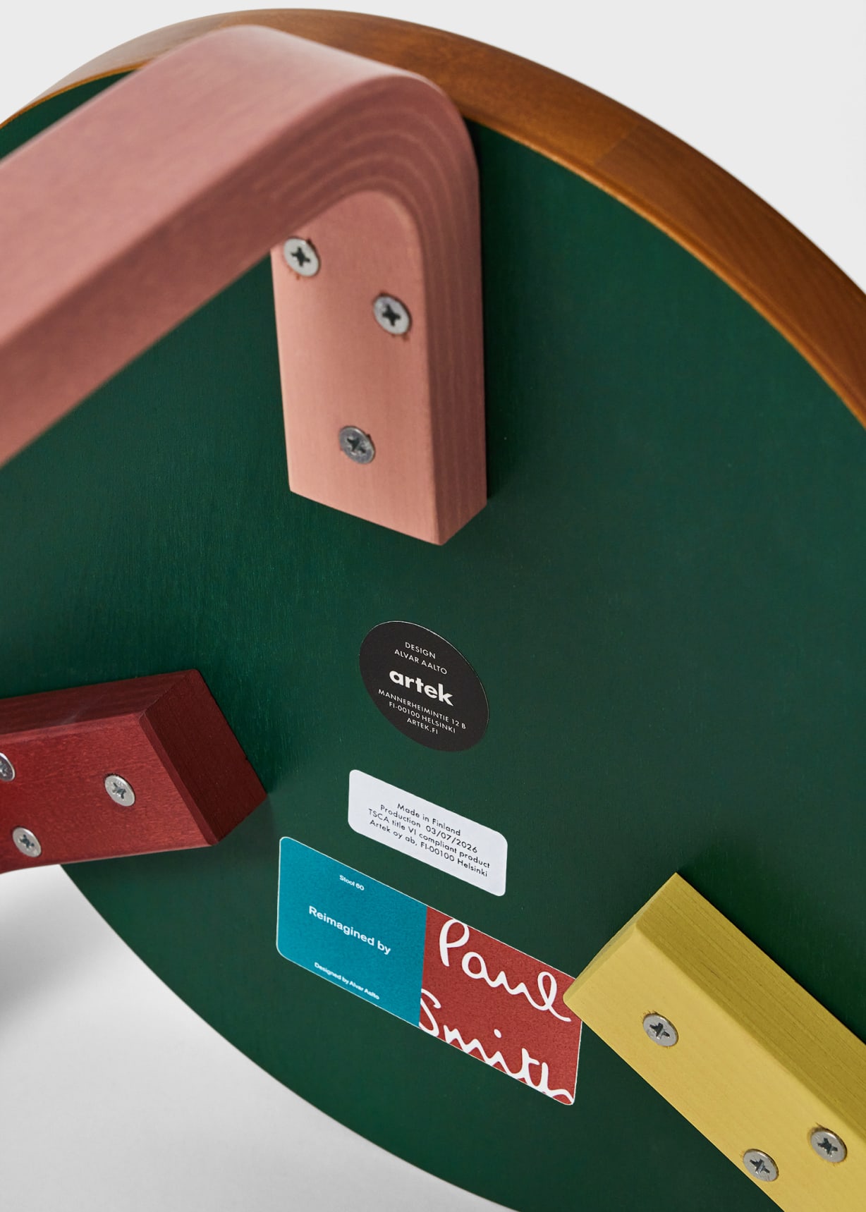 Artek Reimagined by Paul Smith - Aalto Four Colour-Stained Stool 60 ...