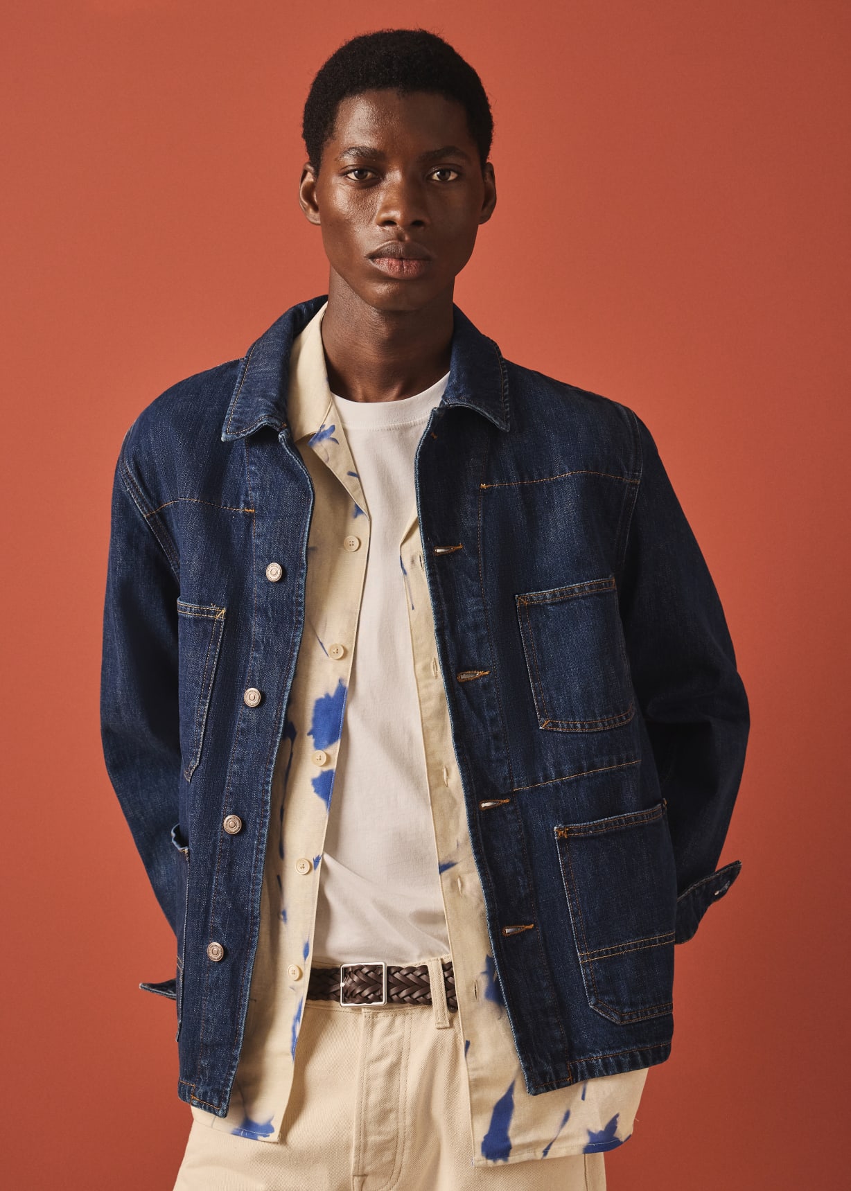 Men's Dark-Wash Denim Chore Jacket