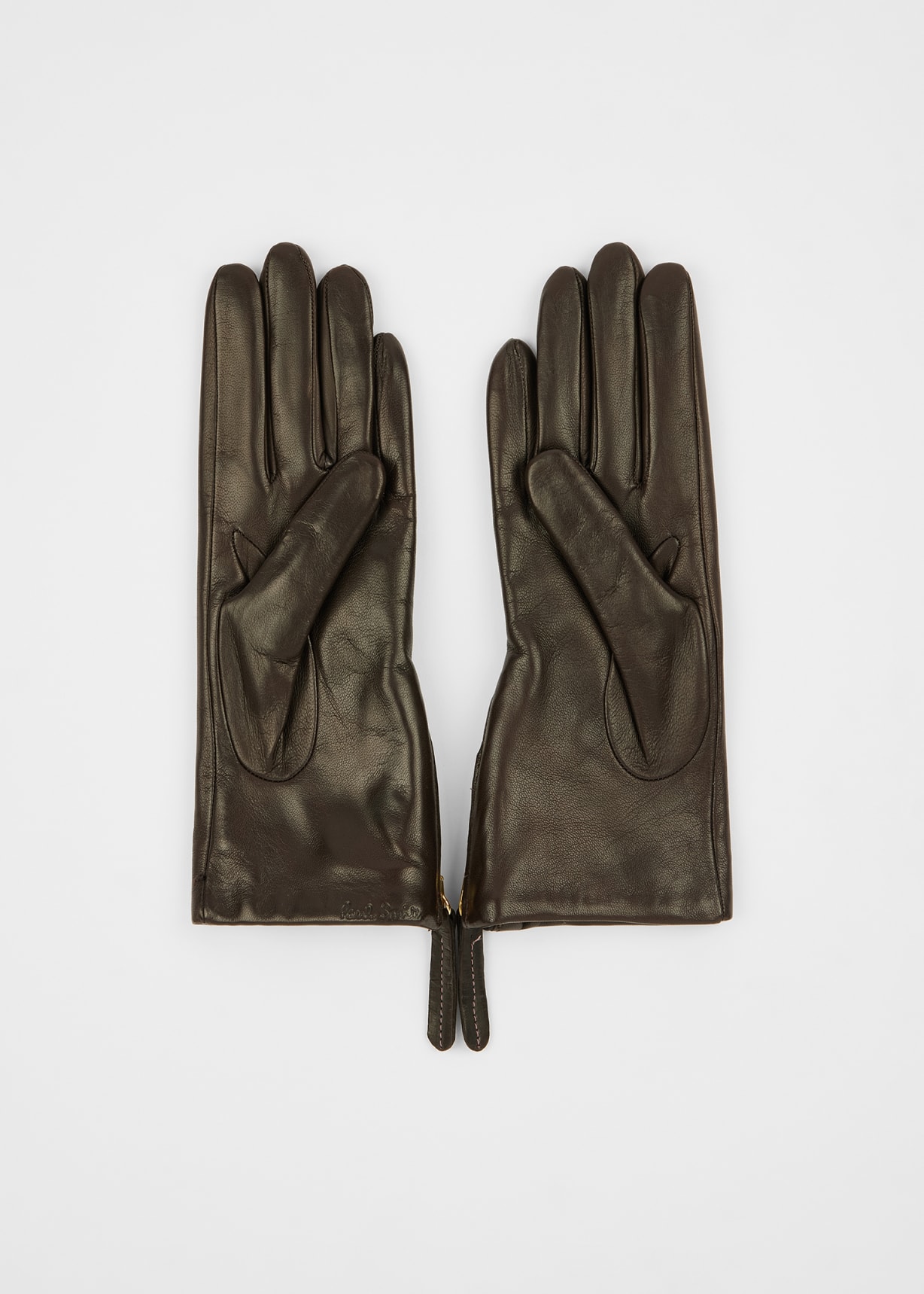 Paul Smith ダークブラウン レザー手袋 24cm Women's Brown Leather Zip Gloves