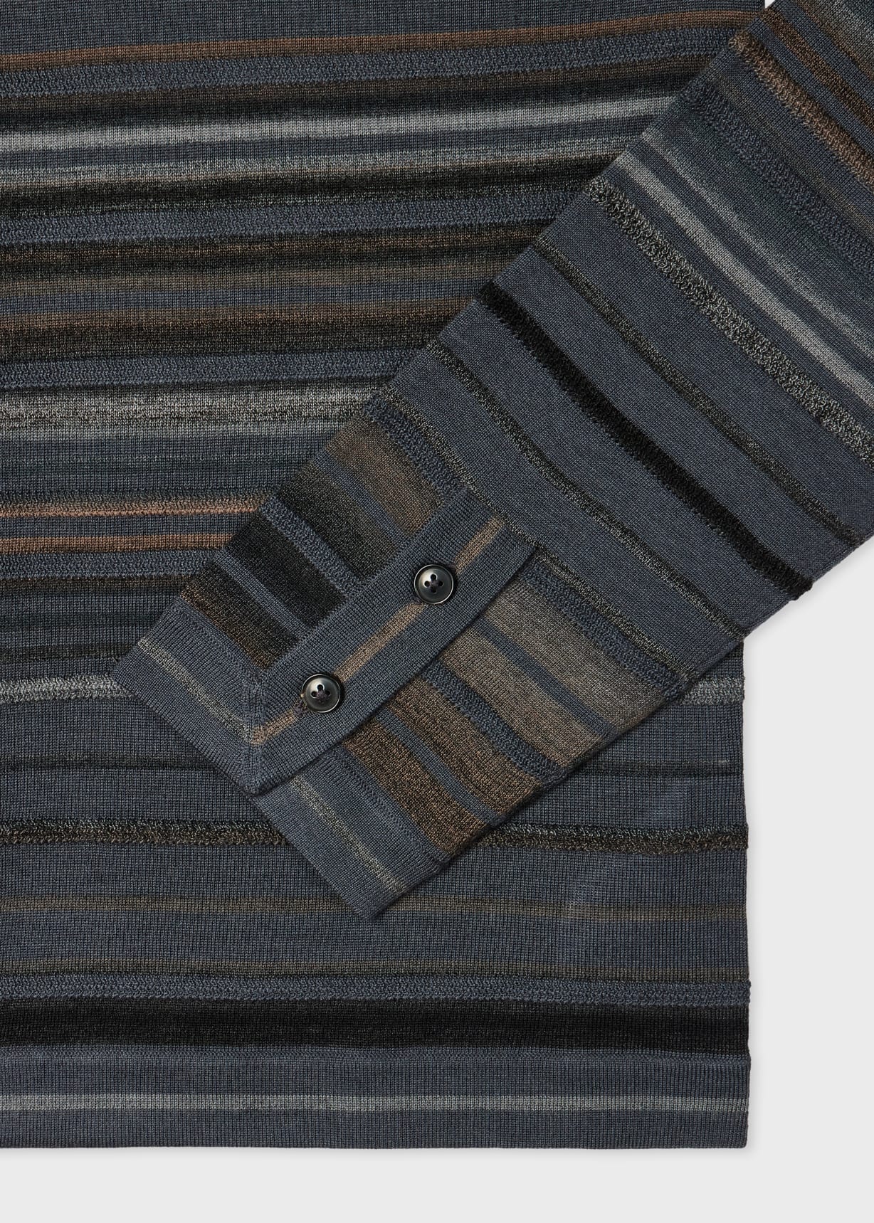 Men's Grey Textured Stripe Merino Wool Cardigan