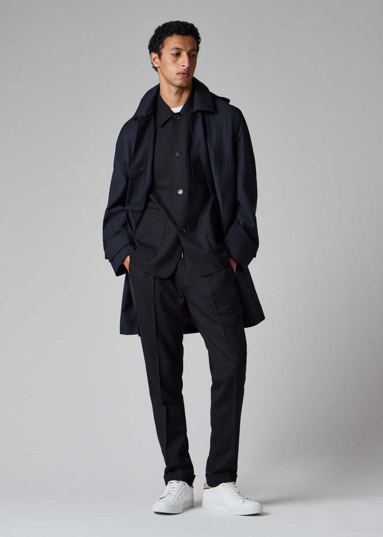 Men's Navy 'Storm System' 3-Layer Hooded Mac