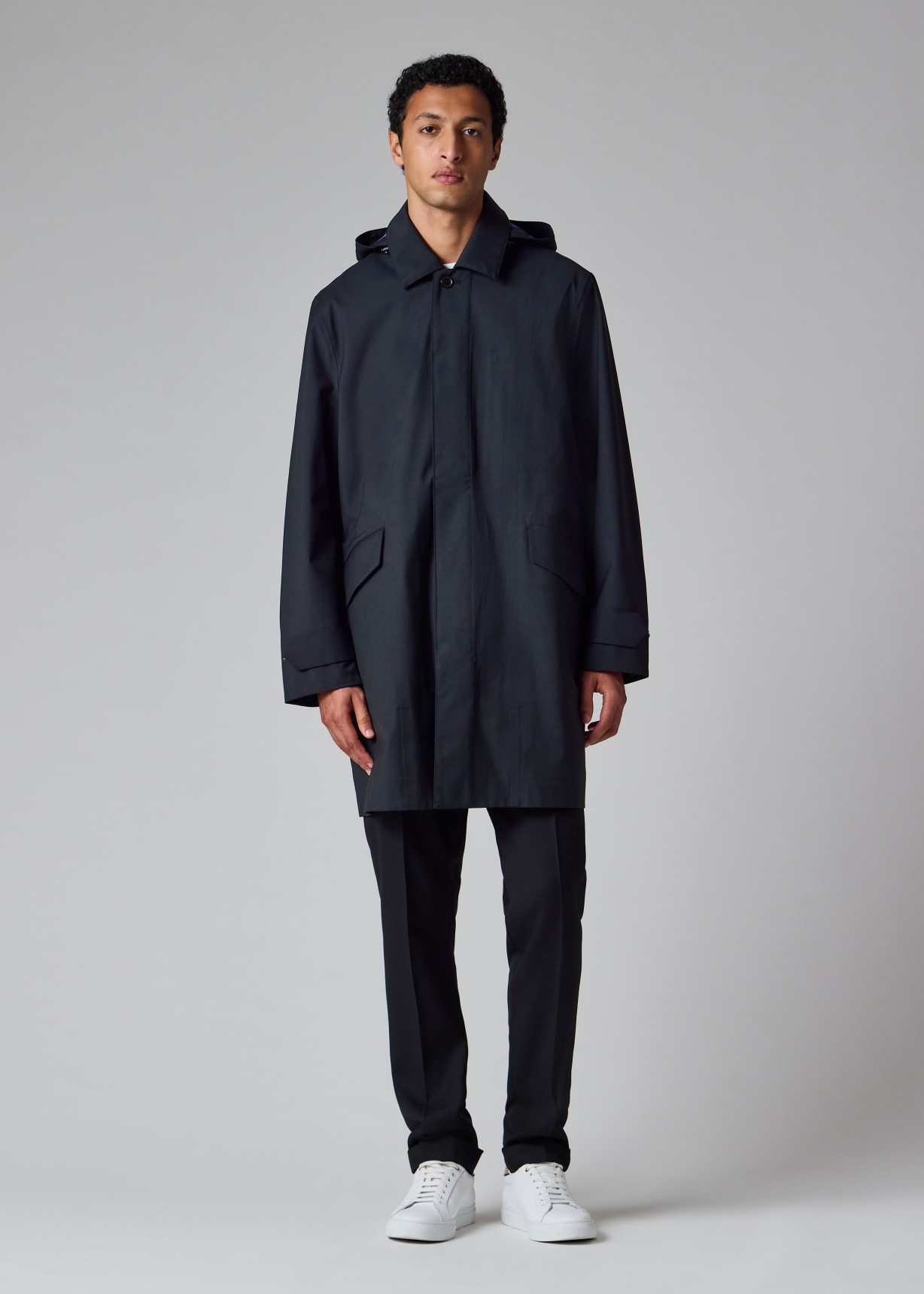 Men's Navy 'Storm System' 3-Layer Hooded Mac