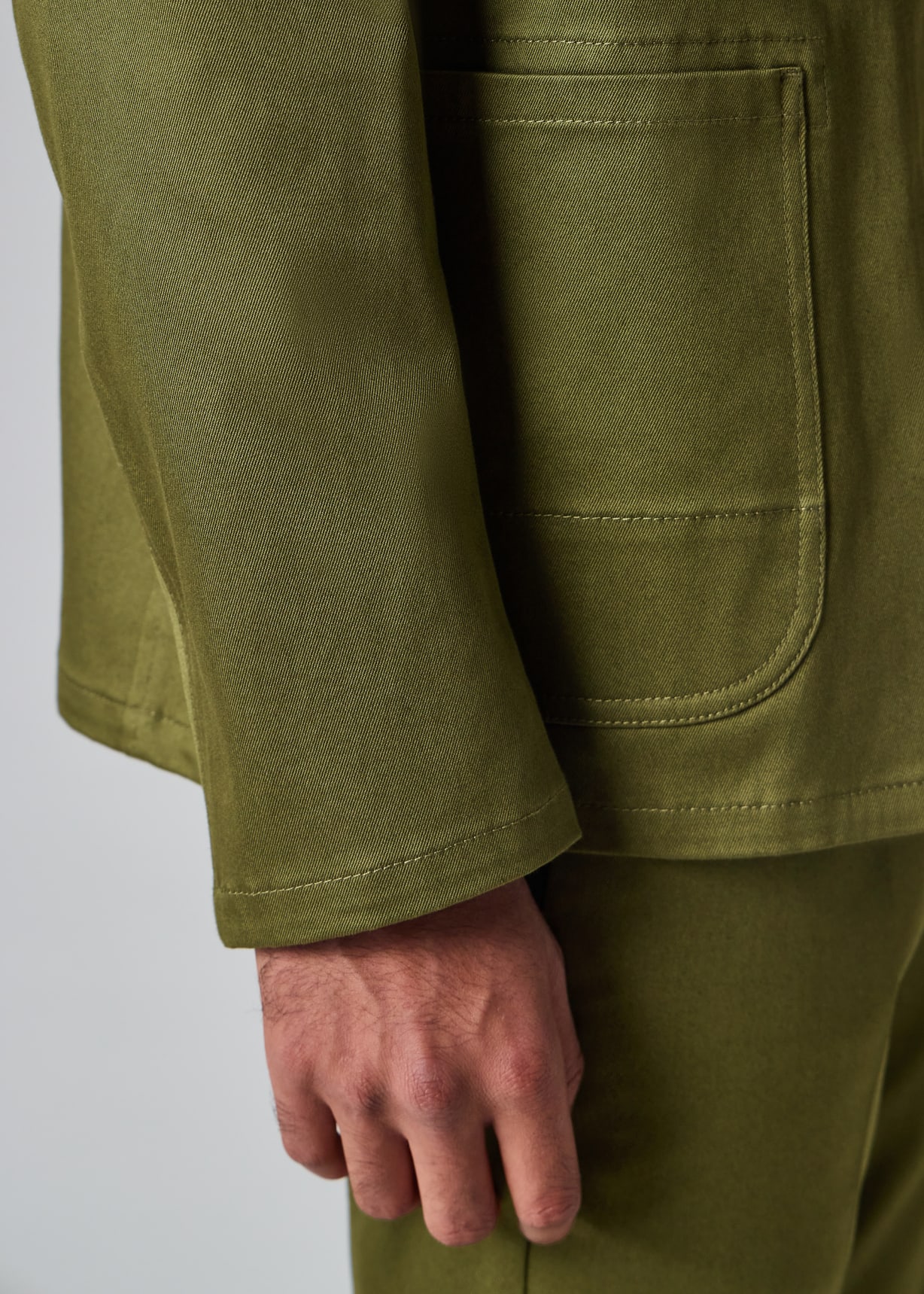 Men's Khaki Green Cotton-Twill Chore Jacket