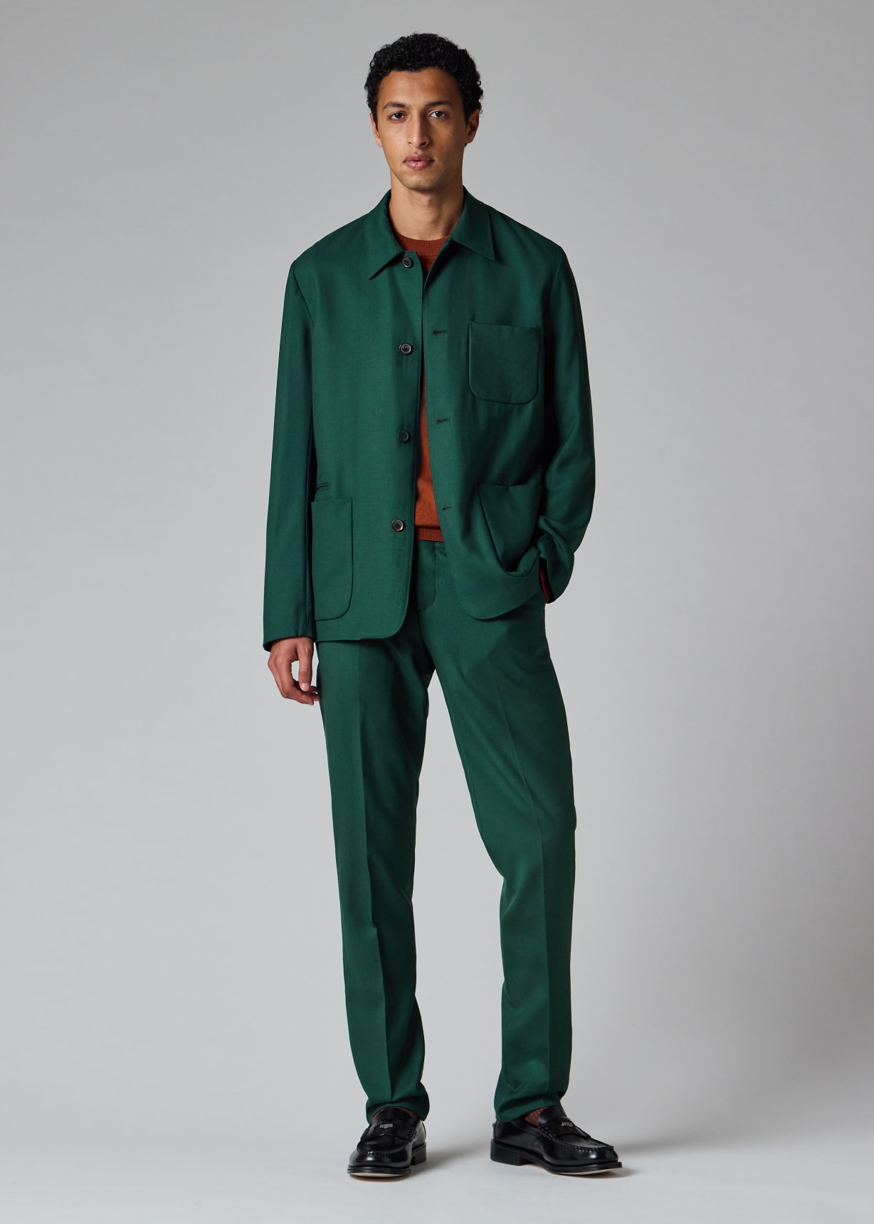 Men's Dark Green Wool Two-Piece Suit