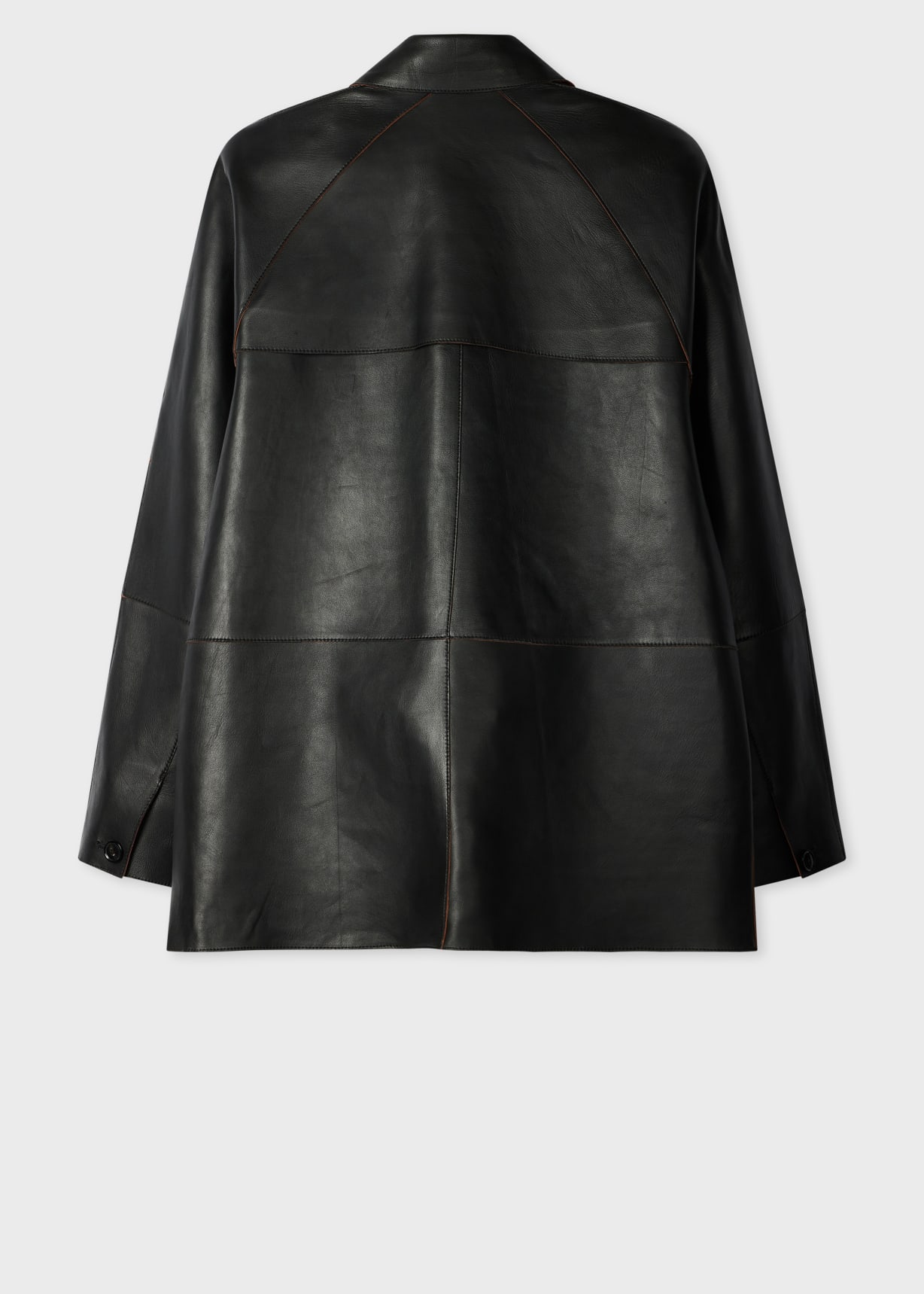Paul Smith ブラックレザージャケット Men's Black Oversized Bonded Leather Jacket