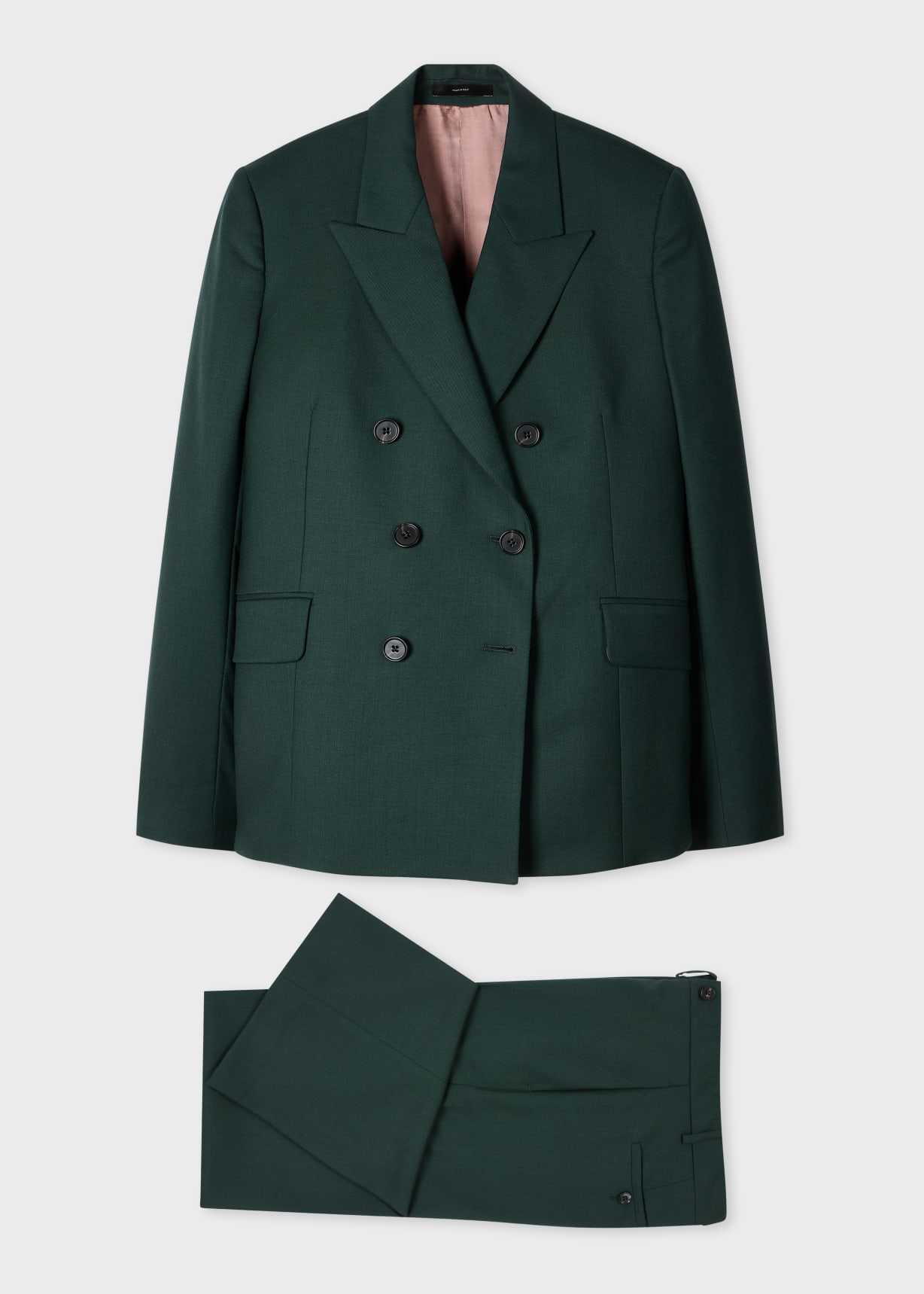 Women's A Suit To Travel In -Dark Green Wool Double-Breasted Two
