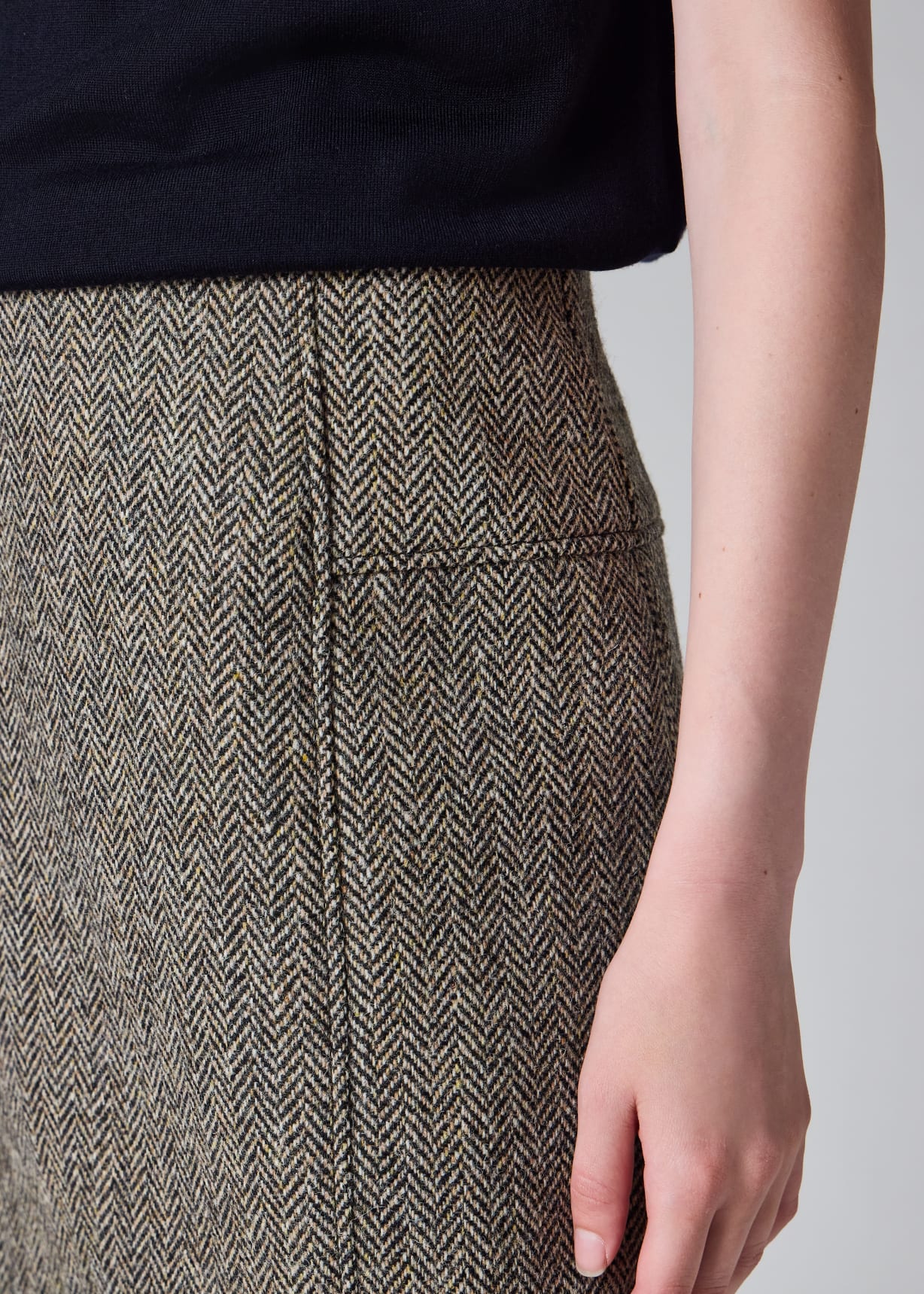 Women's Brown Herringbone Mini Skirt