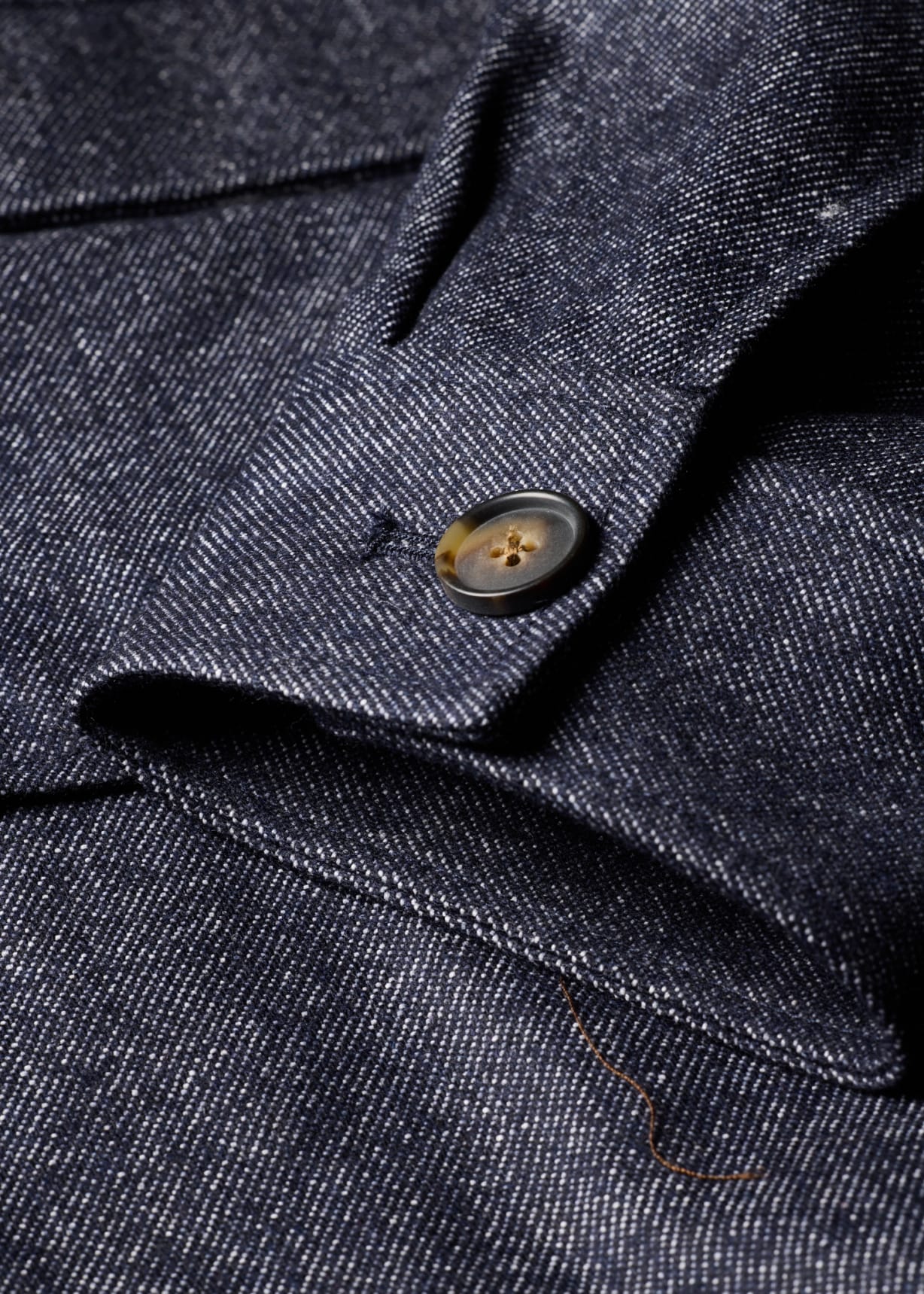Men's Indigo Cotton-Blend Flannel Zip Jacket