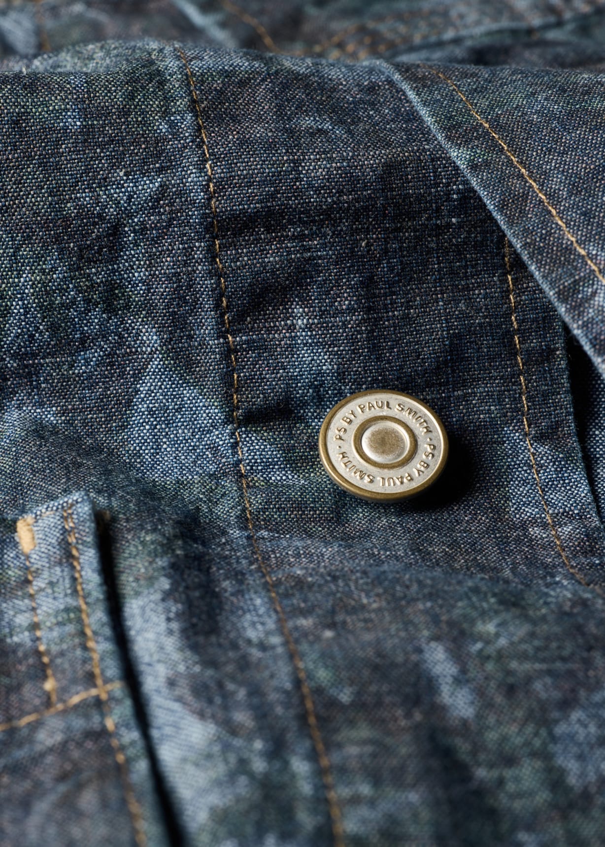 Men's Floral Print Chambray Work Jacket