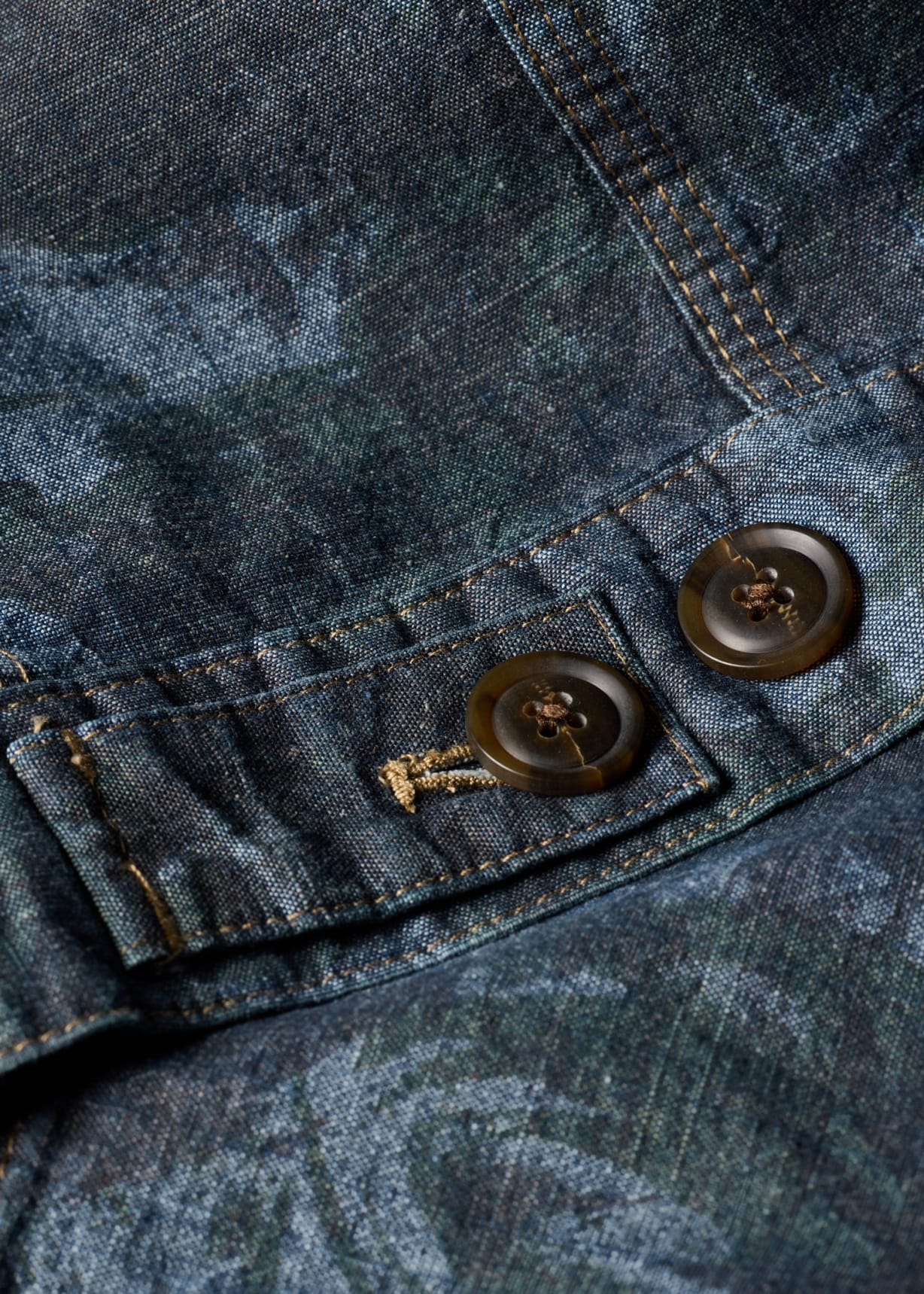 Men's Floral Print Chambray Work Jacket