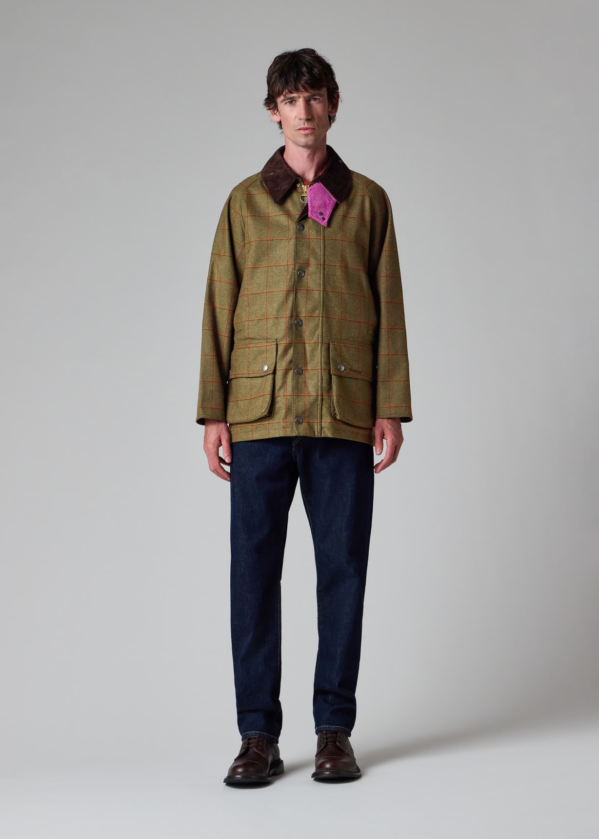 Paul Smith loves Barbour - Olive Windowpane Check Wool Beaufort Jacket
