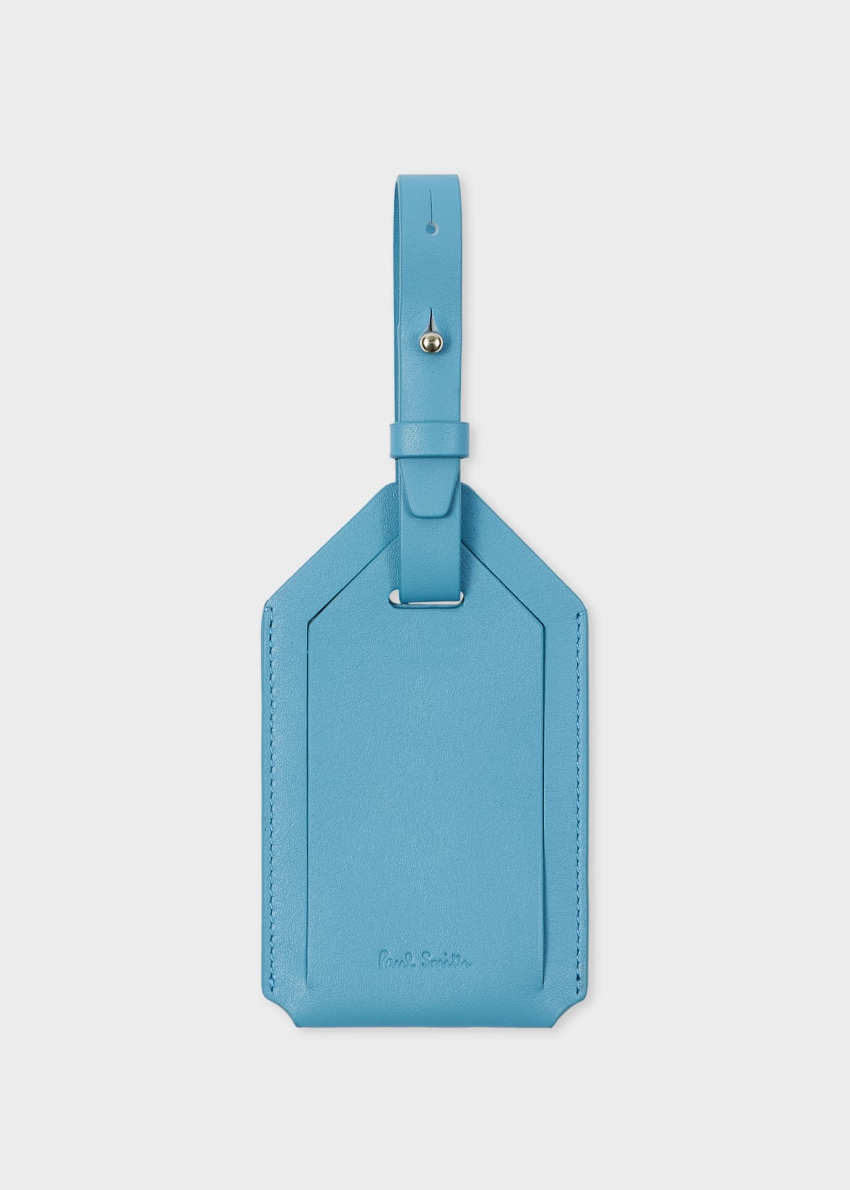 Sky Blue Leather Luggage Tag