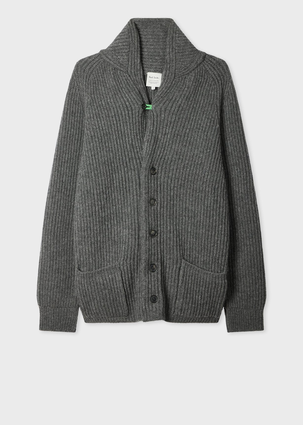 Men's Grey Lambwool Shawl Collar Cardigan