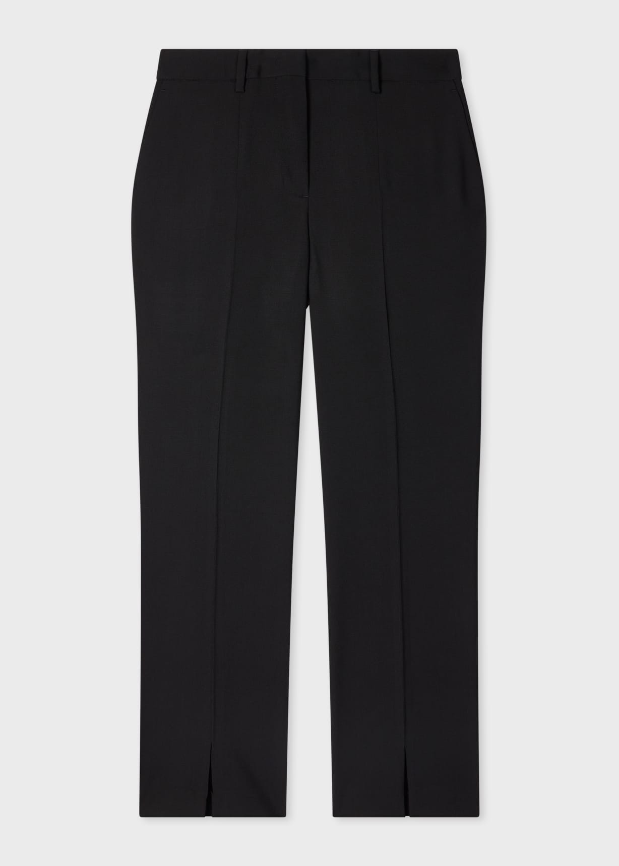Women's Black Wool Hopsack Tailored Trousers