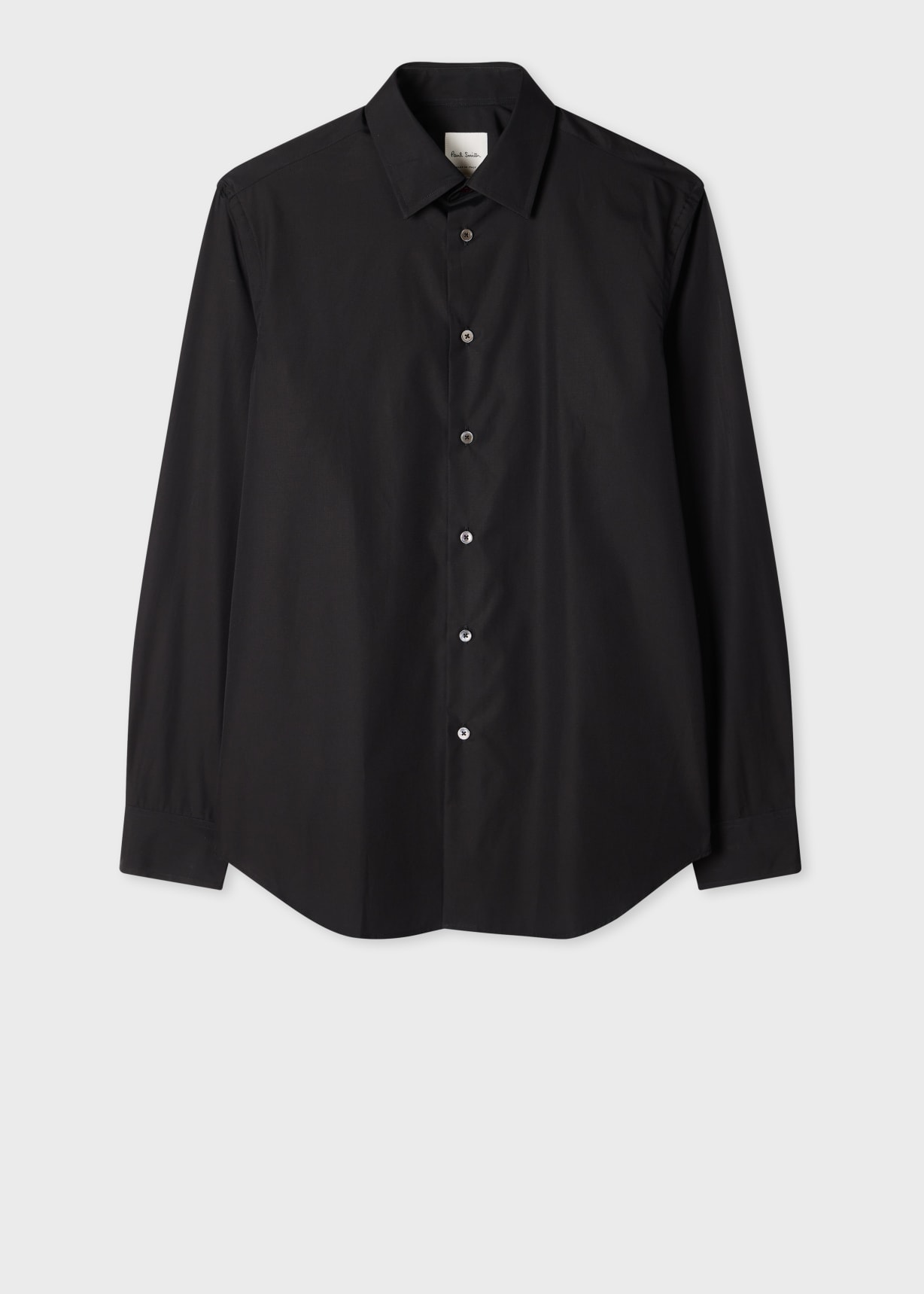 Men's Regular-Fit Black Cotton Poplin Shirt