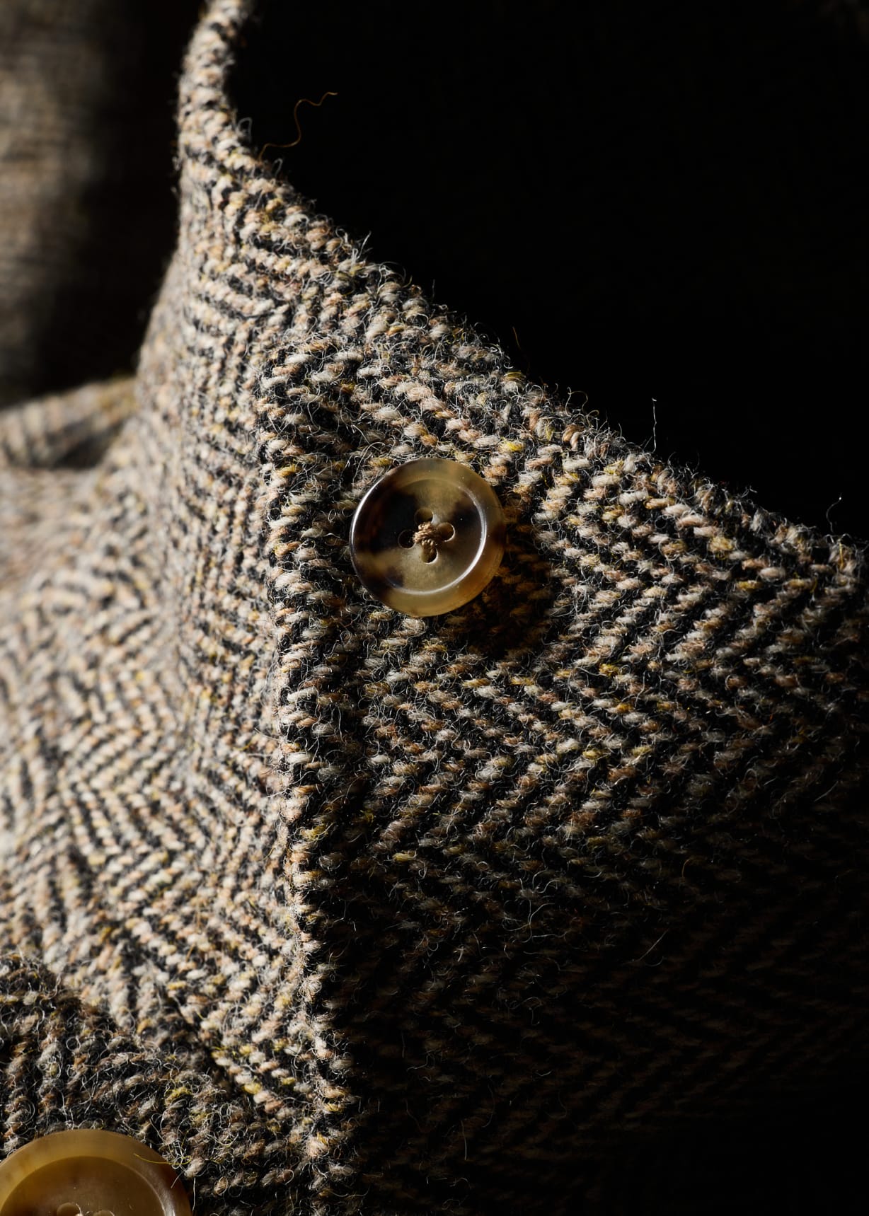 Men's Light Brown Harris Tweed Herringbone Belted Coat