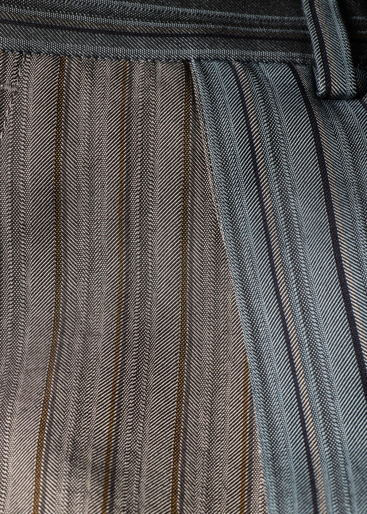 Women's Grey and Blue Mixed Stripe Wide-Leg Trousers