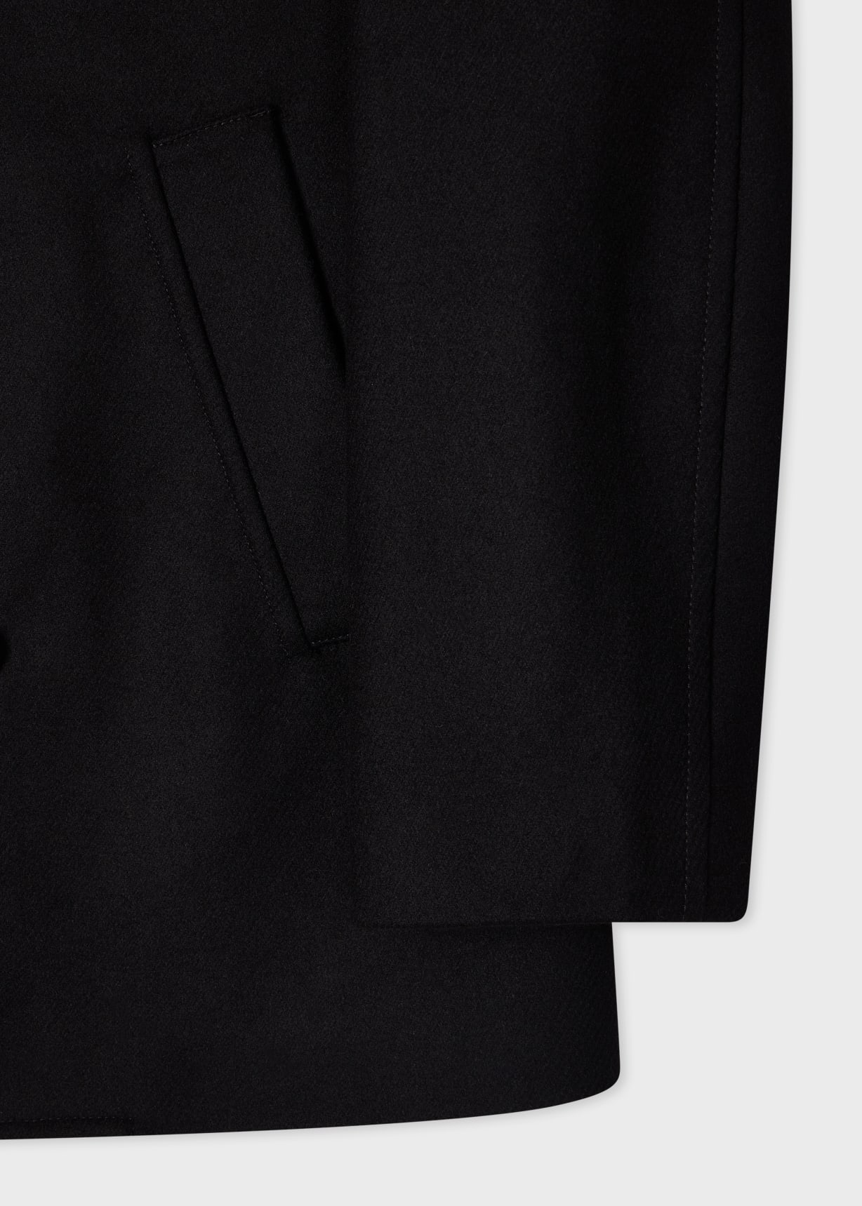Men's Black Wool-Blend Pea Coat